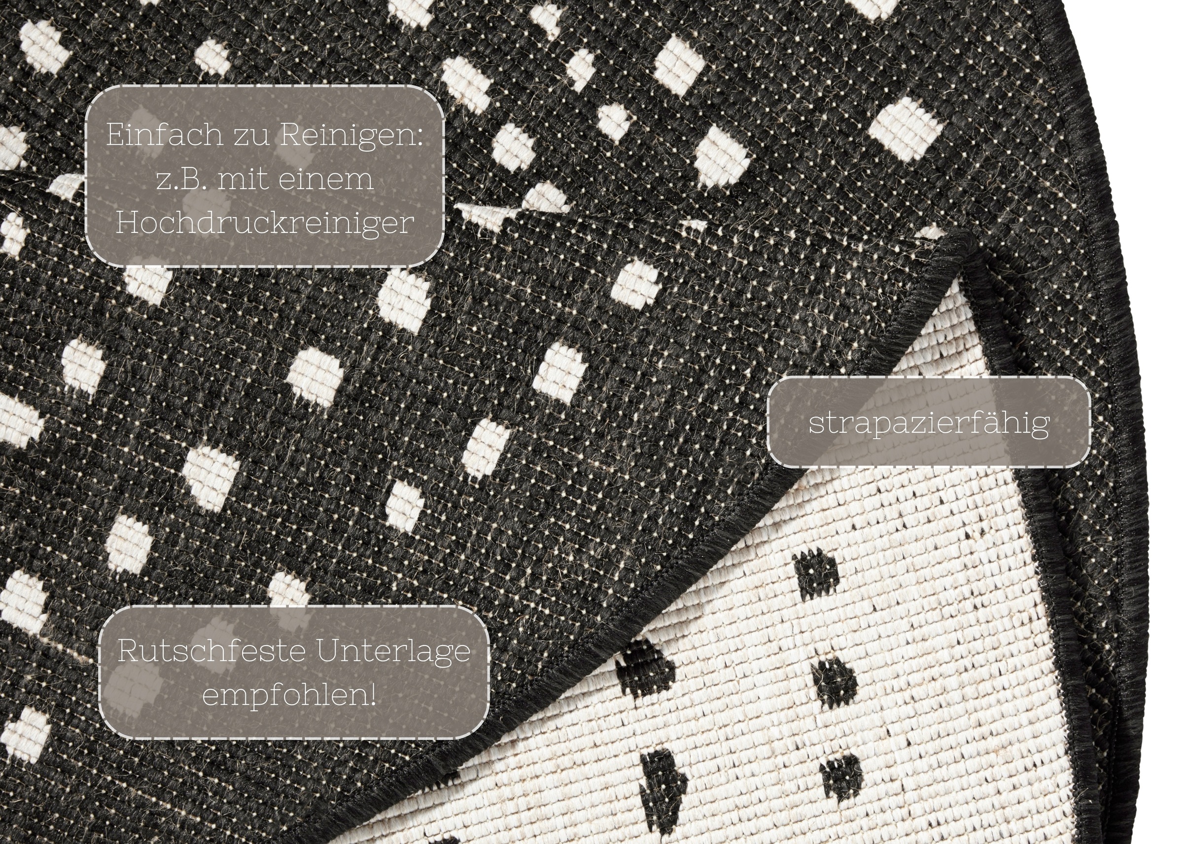NORTHRUGS Teppich »Bali Wendeteppich«, rund, 5 mm Höhe, In-& Outdoor, Wetterfest, Balkon, Garten, Wohnzimmer, Wasserfest