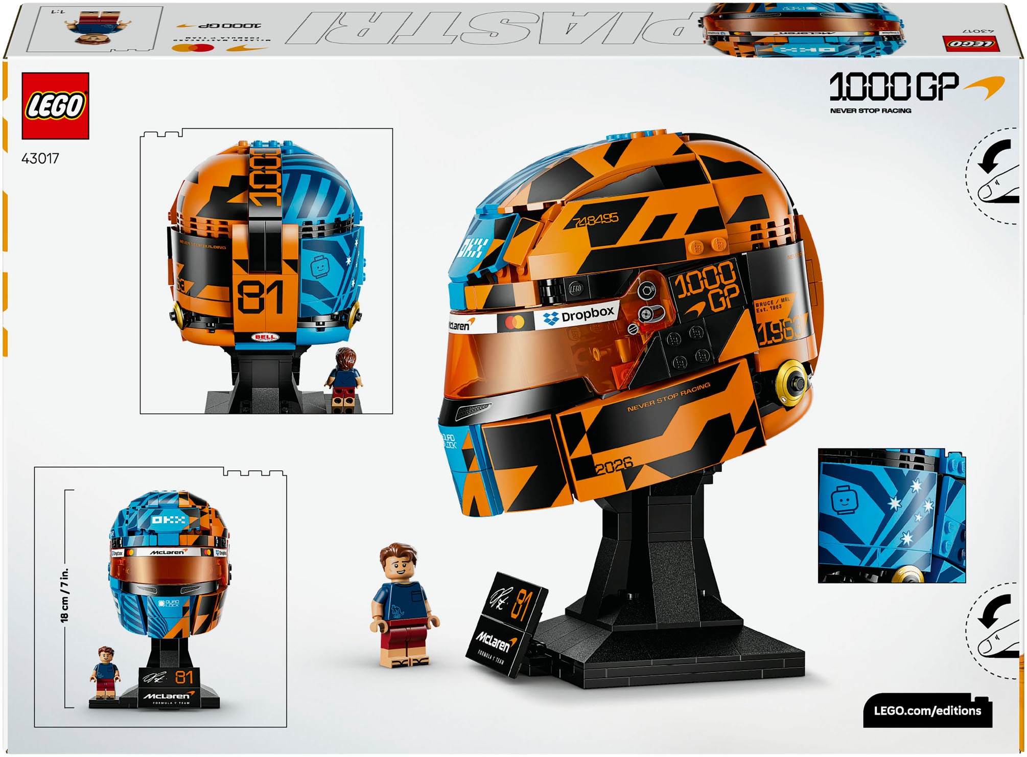 LEGO® Konstruktionsspielsteine »McLaren Mastercard F1 Team Oscar Piastri Helm (43017)« LEGO Editions Formula 1