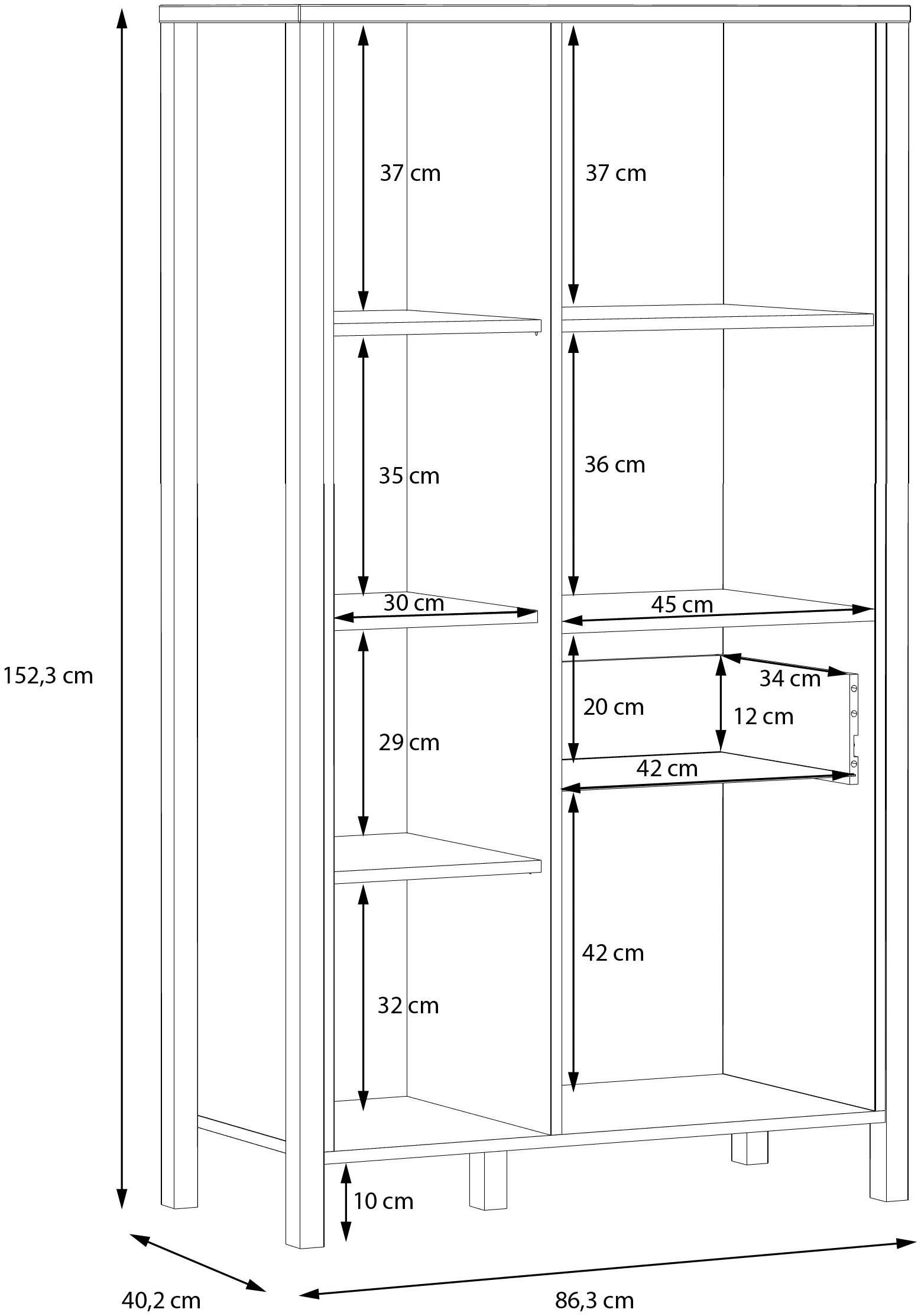 FORTE Aktenregal »High Rock« mit Tür & Schublade, 3 offene Fächer, Industrial-Stil, 86x152 cm