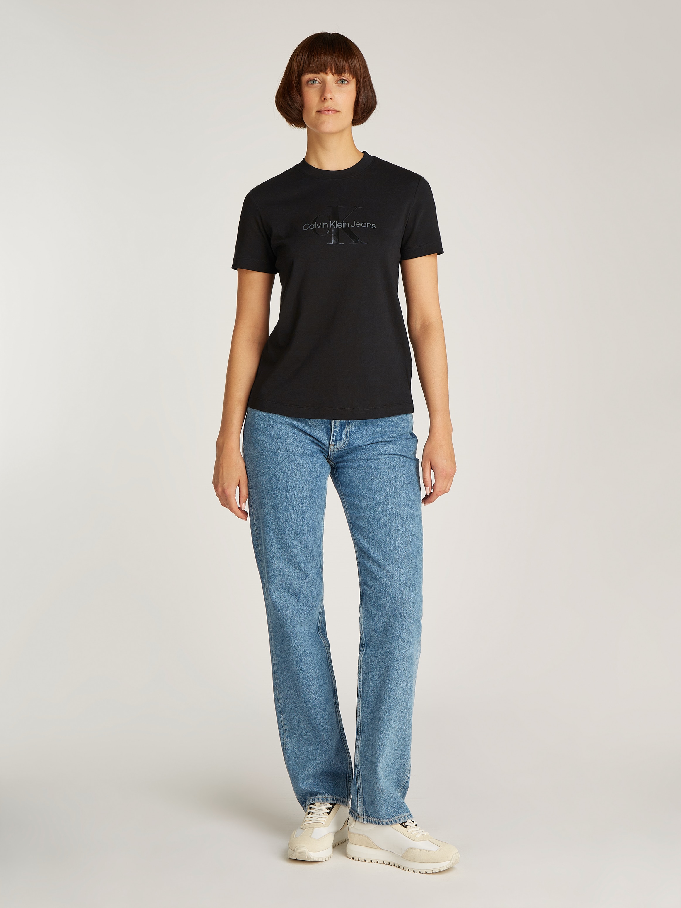 Calvin Klein Jeans Rundhalsshirt »GLOSSY MONOLOGO REGULAR TEE«, mit Logodruck