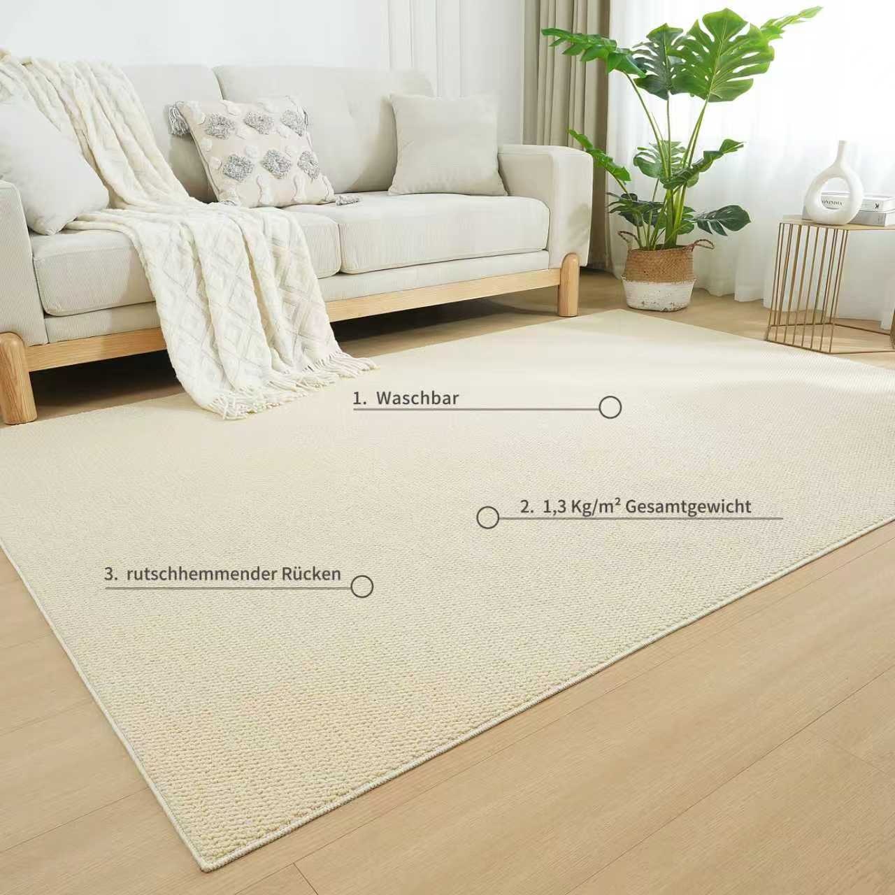my home Teppich »Lilia«, rechteckig, 5 mm Höhe, Sisal-Optik, uni, waschbar, Wohnzimmer, Schlafzimmer, Esszimmer