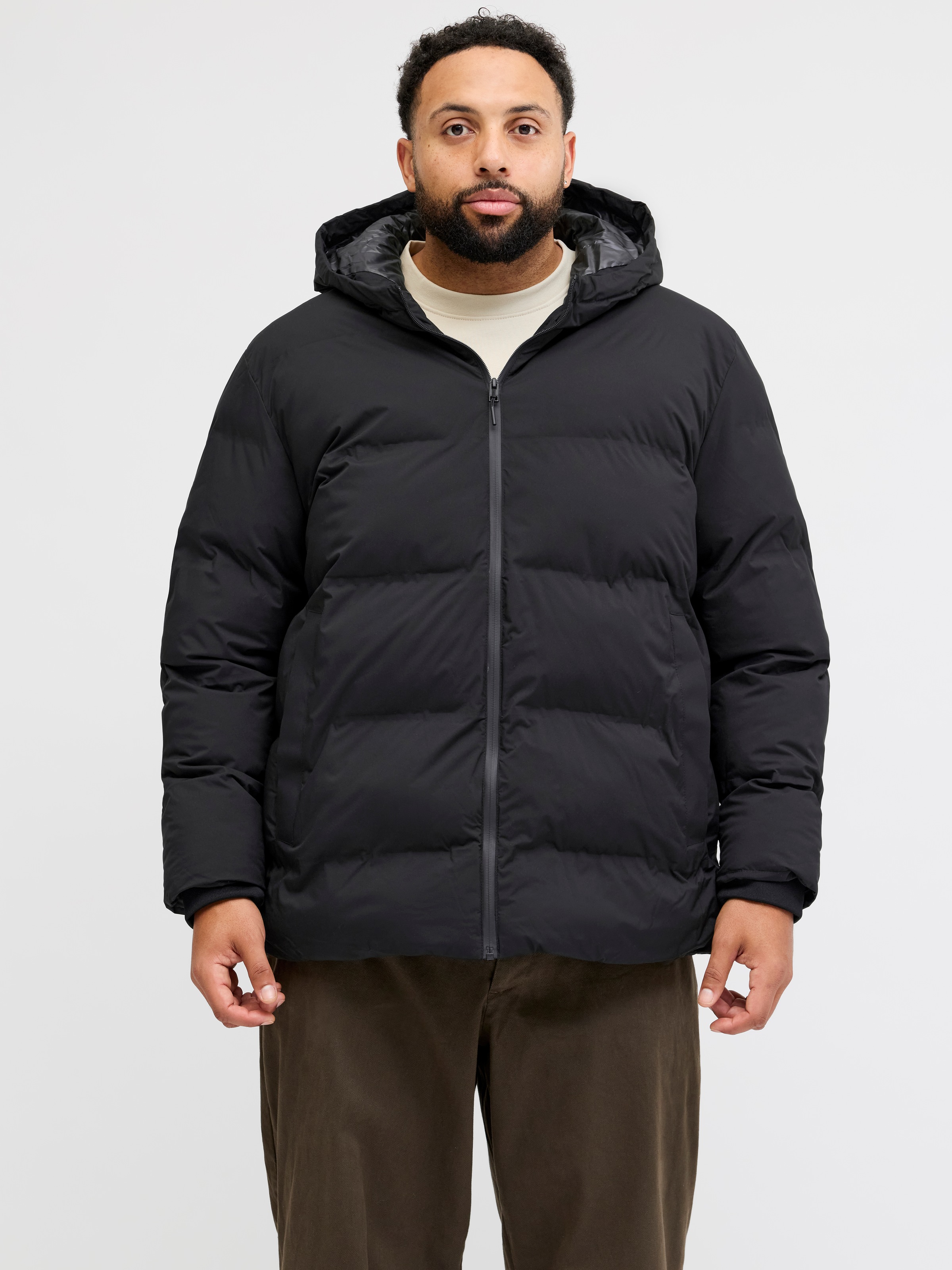 Image of Jack & Jones PlusSize Steppjacke "JJKAITO PUFFER JACKET PLS" mit Kapuze