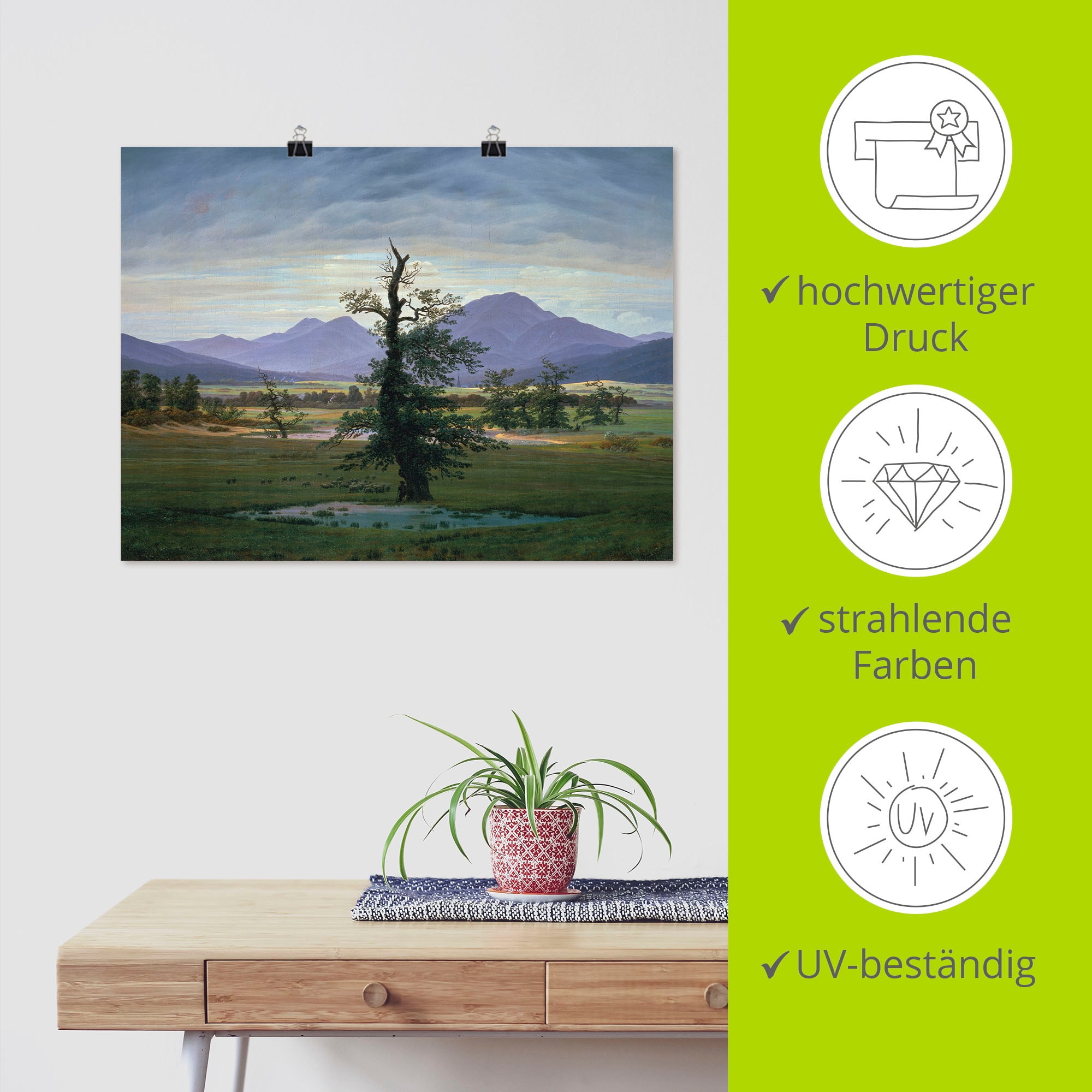 Artland Kunstdruck »Der einsame Baum«, Wiesen & Bäume, (1 St.), als Alubild, Leinwandbild, Wandaufkleber oder Poster in versch. Grössen