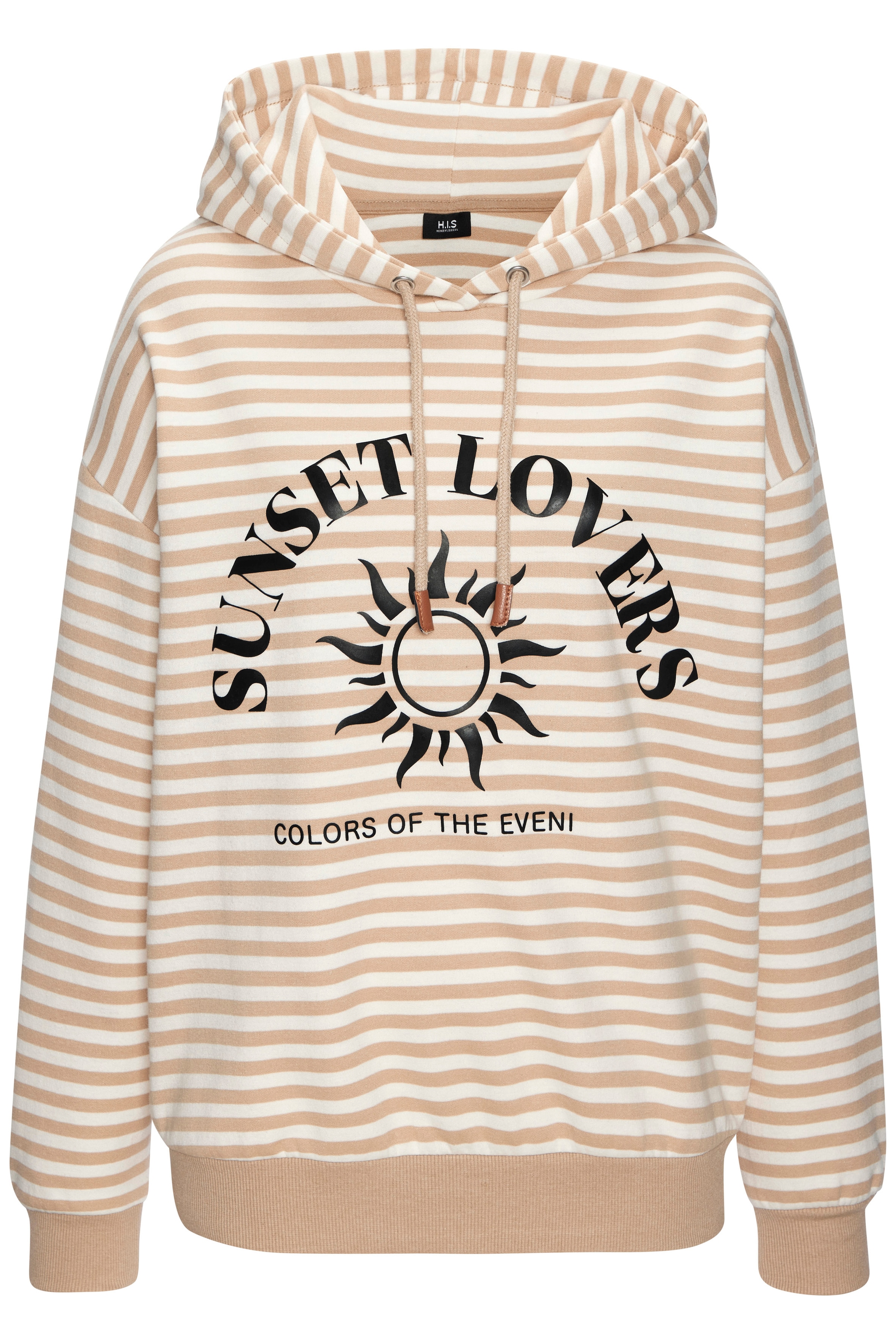 H.I.S Kapuzenpullover im Streifenlook mit grossen Print, Loungewear