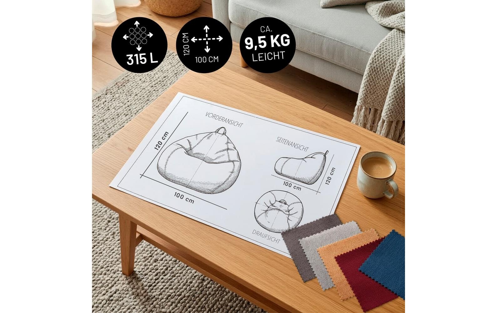 Lumaland Pouf »Comfort Line 315 l« Sitzsack für innen und aussen