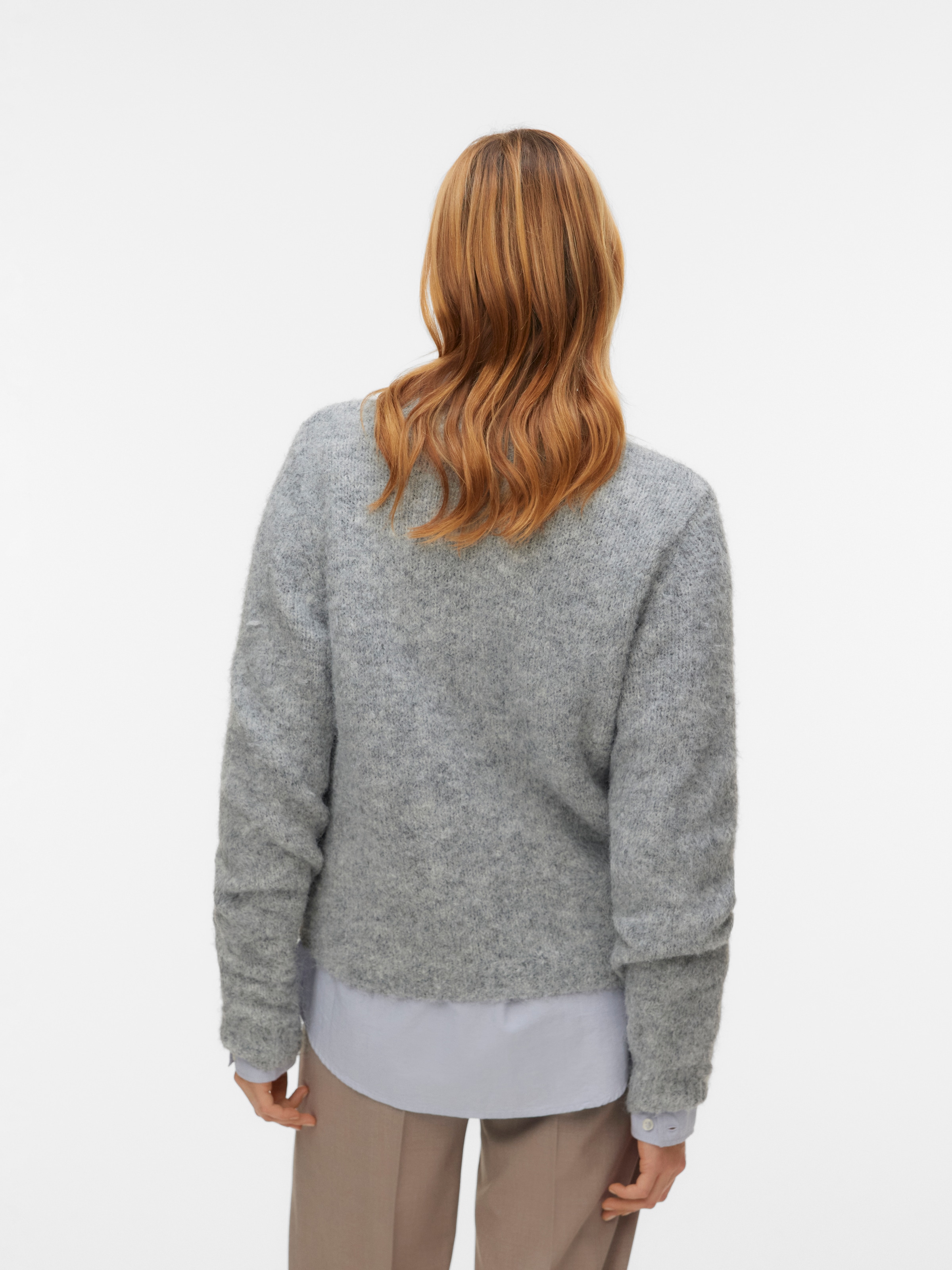 Vero Moda Pull en tricot »VMNOVAH LS O-NECK PULLOVER GA NOOS« Materialmix, regular fit