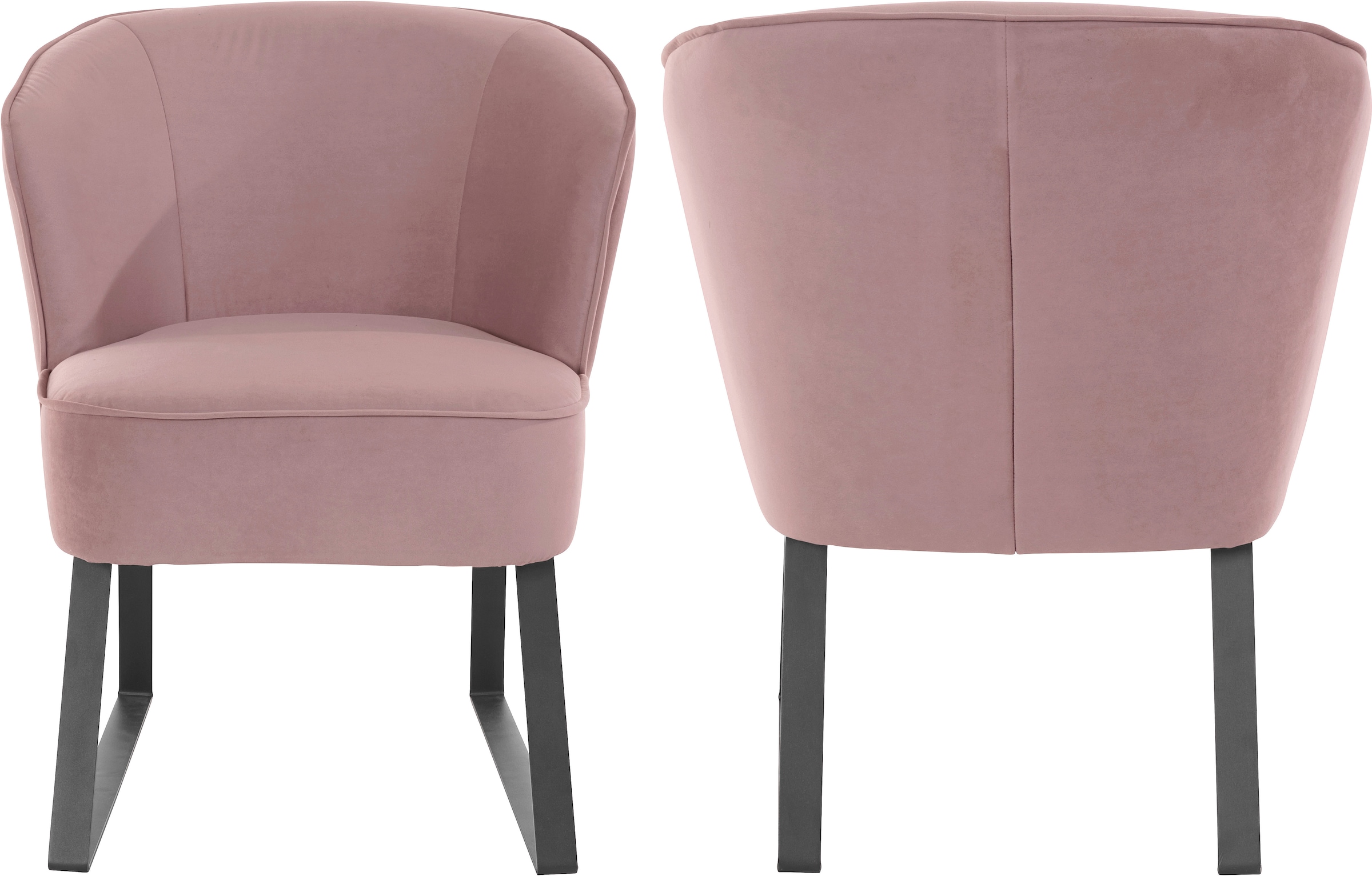 exxpo - sofa fashion Sessel »Americano, Loungesessel«, mit Keder und Metallfüssen, Bezug in verschiedenen Qualitäten, 1 Stck.