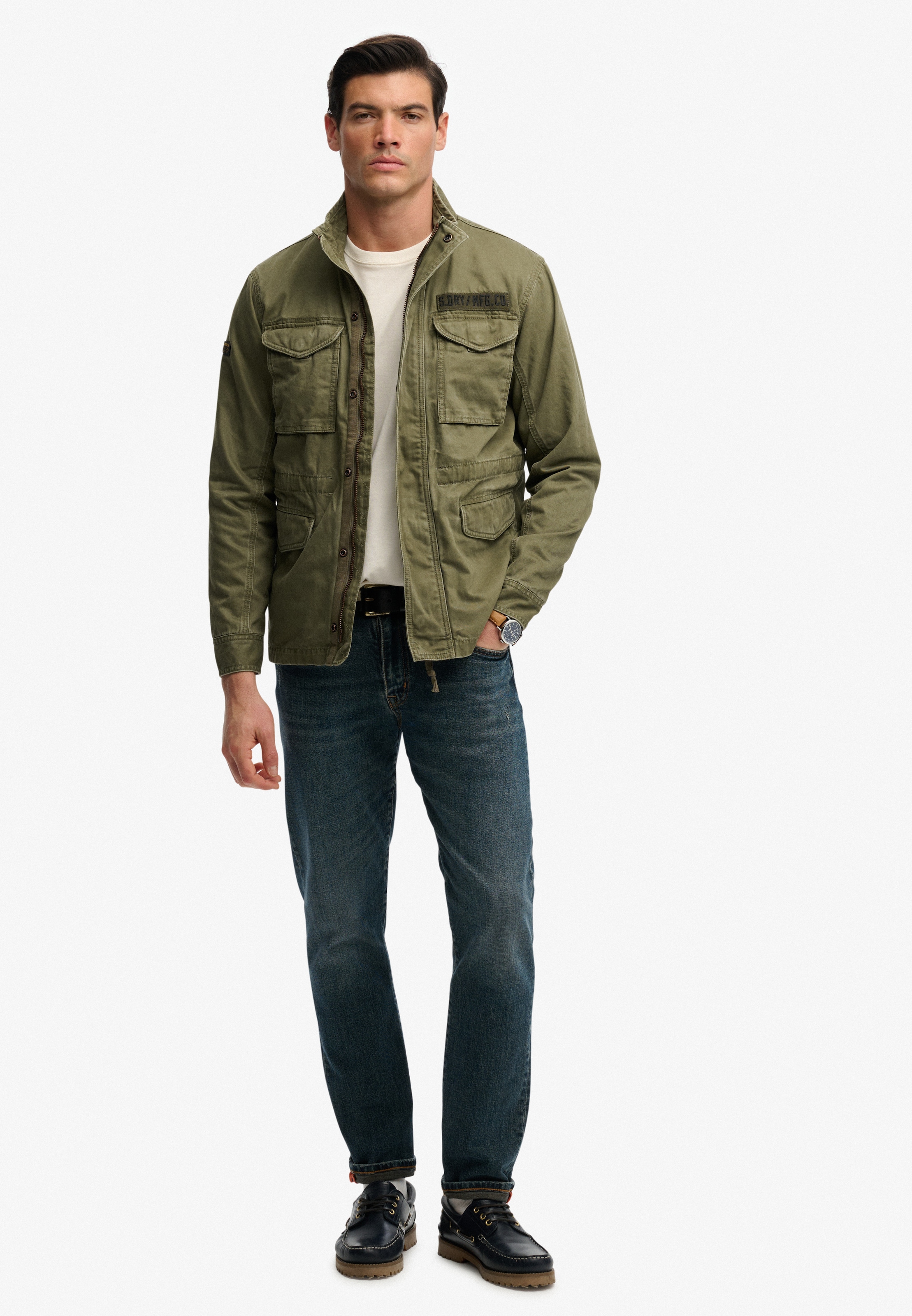 Superdry Parka »MILITARY M65 JKT« mit Markenlabel, aus Baumwolle, Regular Fit, hochschliessender Kragen