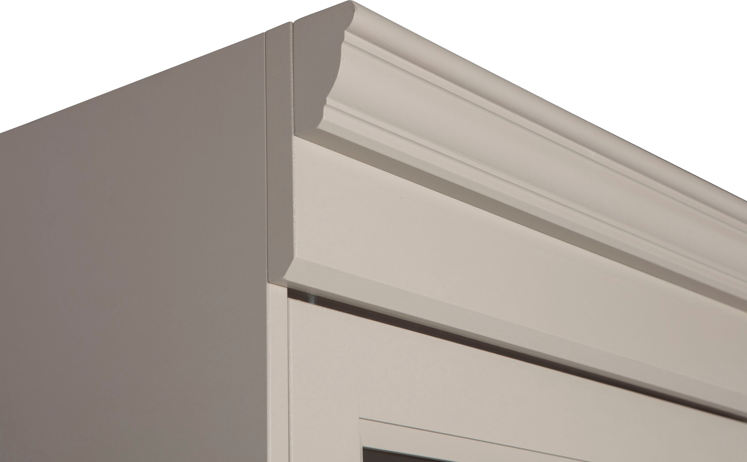 WOOOD Vitrine »Chow Kiefernholz mit Glastüren und Sierleisten H 215 x B 105 x T 40 cm« Elegante Details, Einfach zu montierbar, Pfleigleicht