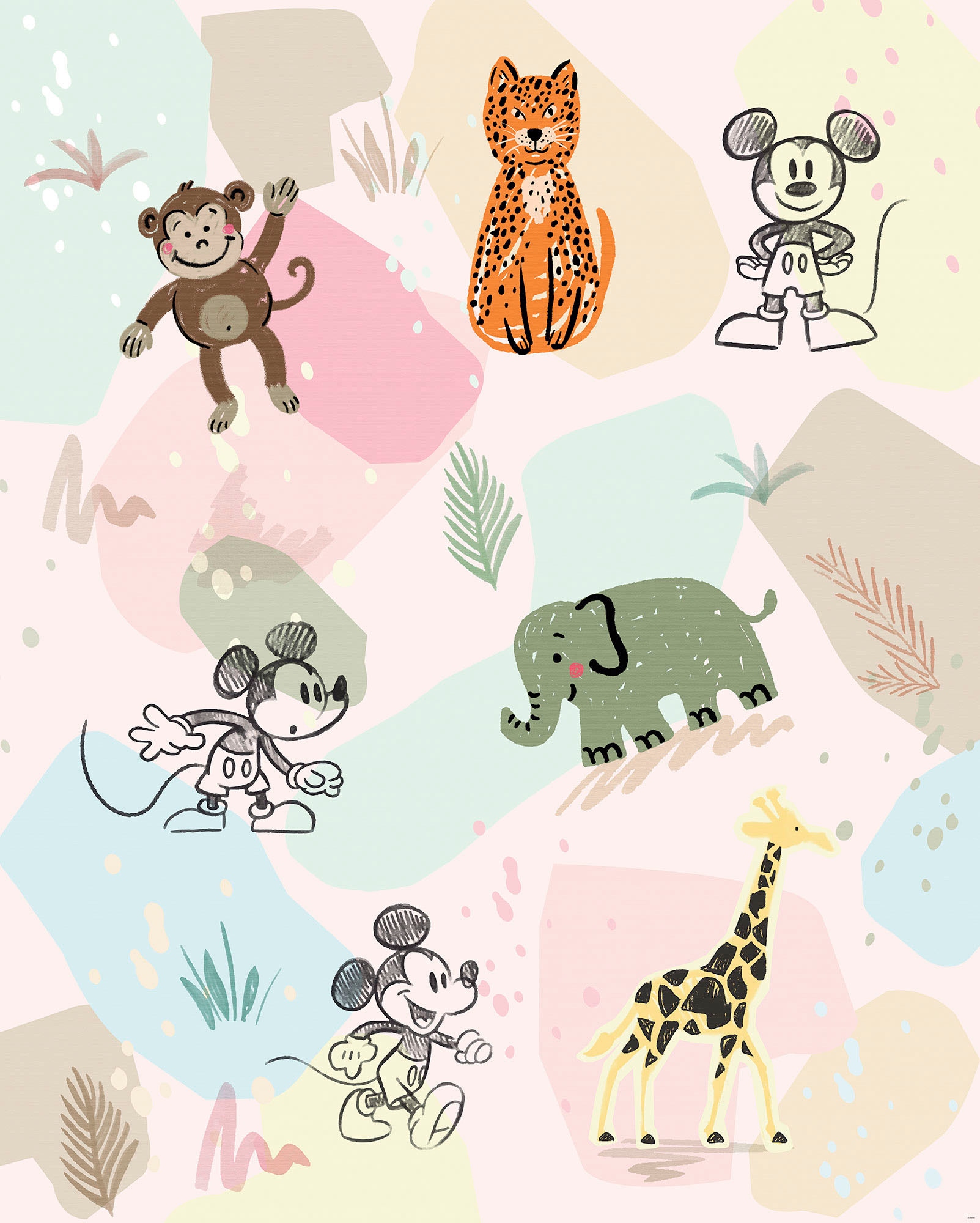 Komar Fototapete »Digitaldruck Vlies - Mickey Safari - Grösse 200 x 250 cm«, bedruckt, Kinderzimmer