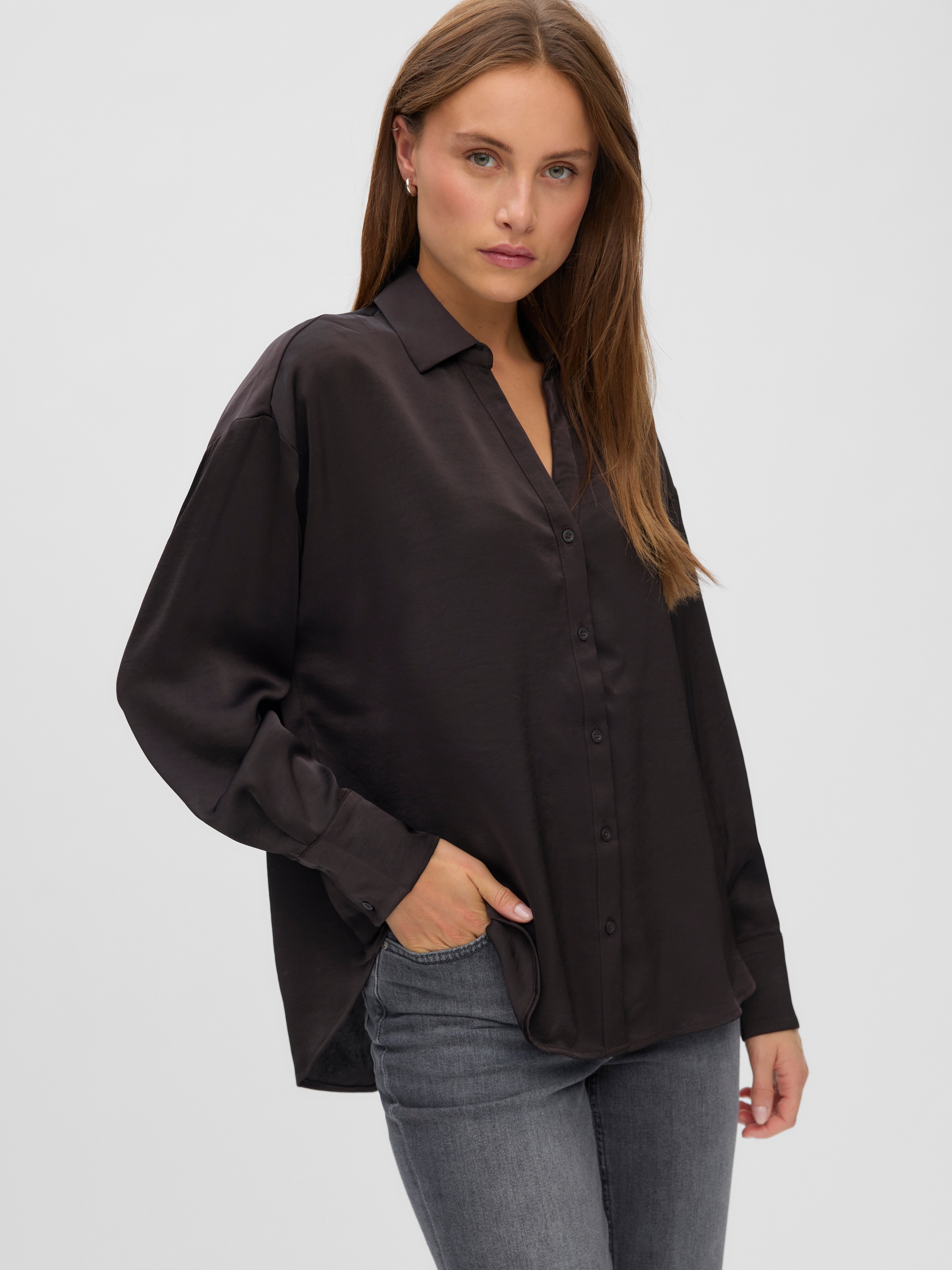 Image of Vero Moda Langarmbluse "VMMIRO LS SHIRT WVN NOOS" Kunstfaser, regular fit