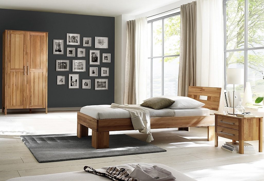 Home affaire Schlafzimmer-Set »Modesty I«, (Set, 3 St.), bestehend aus Bett 90 cm, 2-türigem Kleiderschrank und 1 Nachttisch