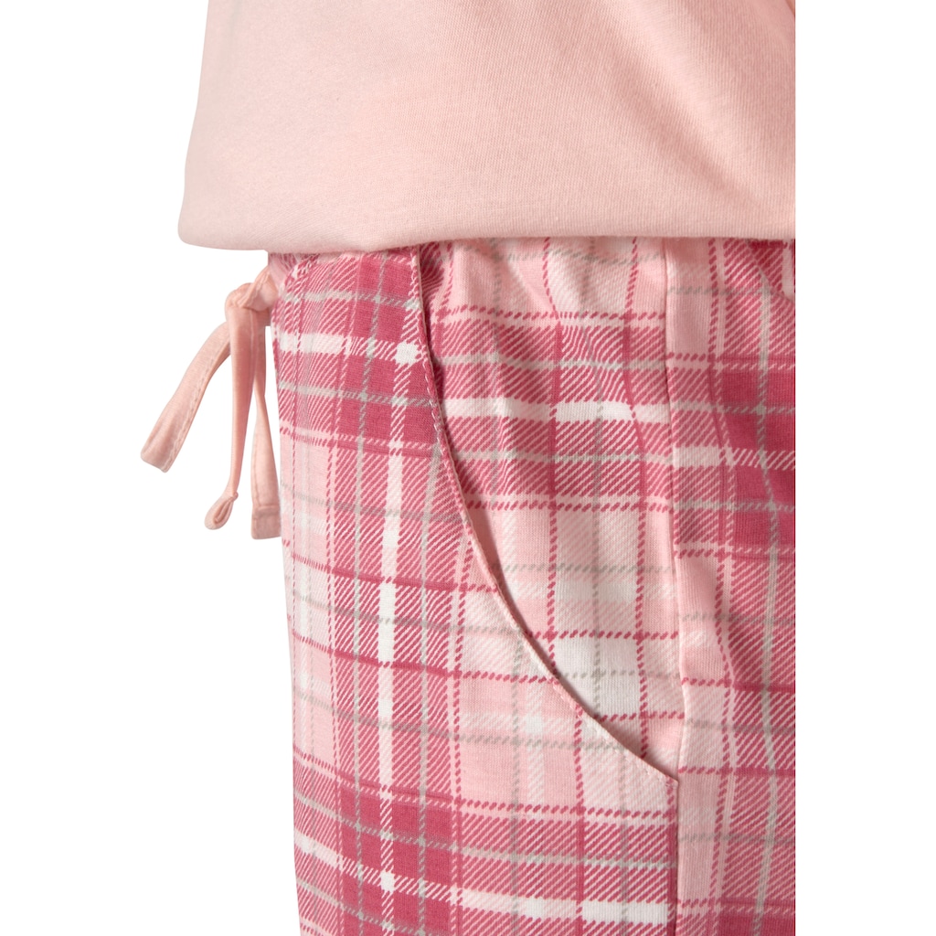 Vivance Dreams Pyjama, (4 tlg., 2 Stück), mit Karo- und Blumendruck im Doppelpack
