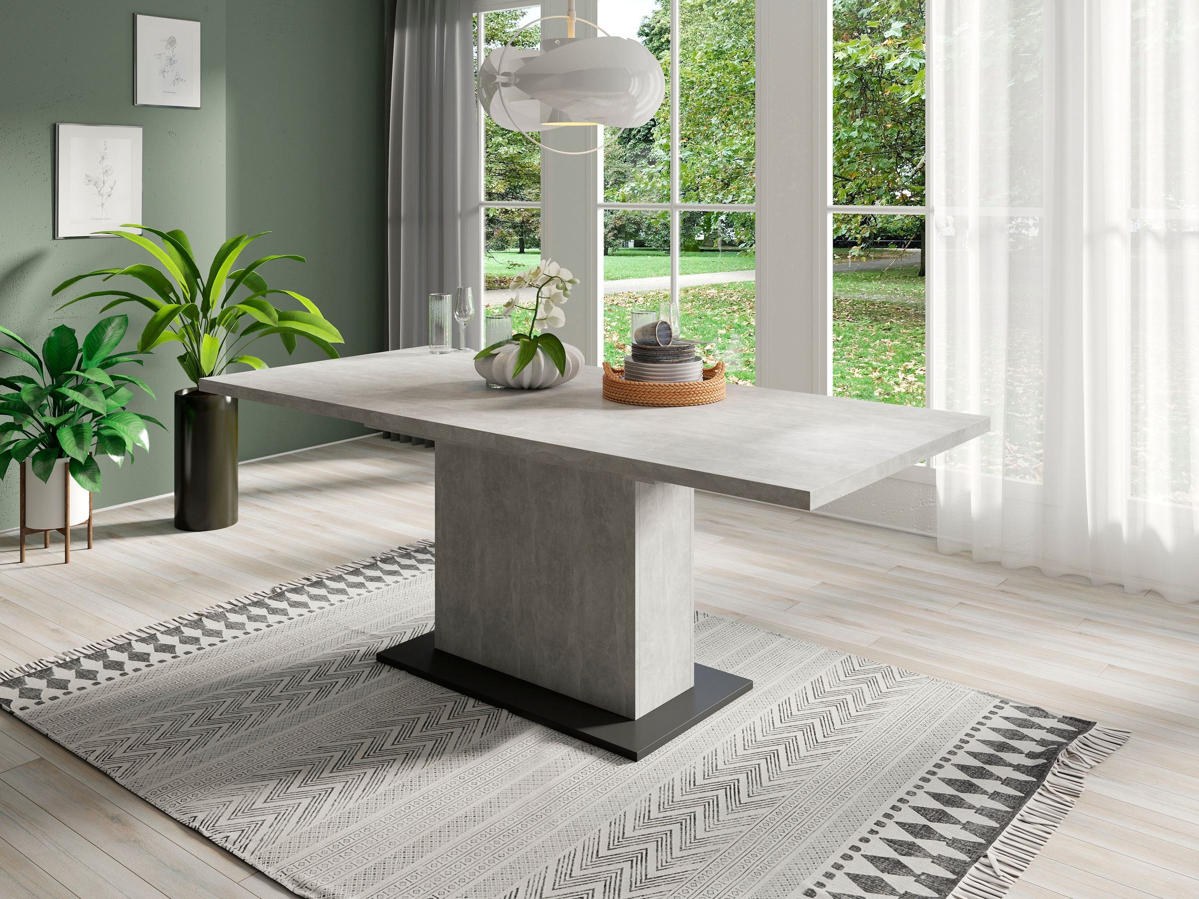 byLIVING Esstisch ATHEN, Breite 160 cm, mit Auszug 200 cm, Beton-Optik/anthrazit