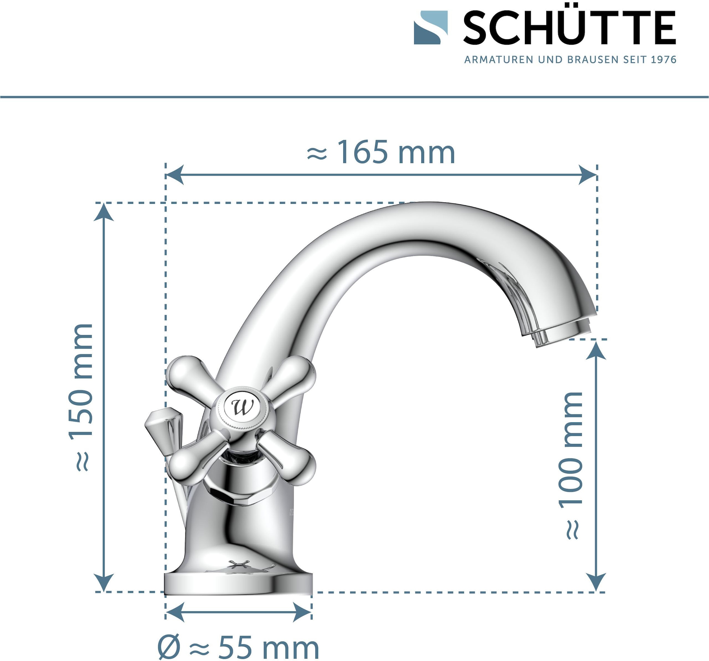 Schütte Robinet de lavabo »Elk« avec tige de traction, garniture de vidange, mitigeur, chrome