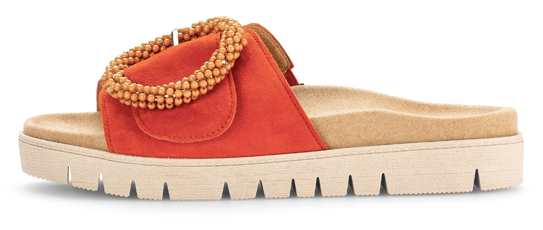 Gabor Pantolette  , Plateau, Sommerschuh, Schlappen mit Zierperlen an der Zierschnalle