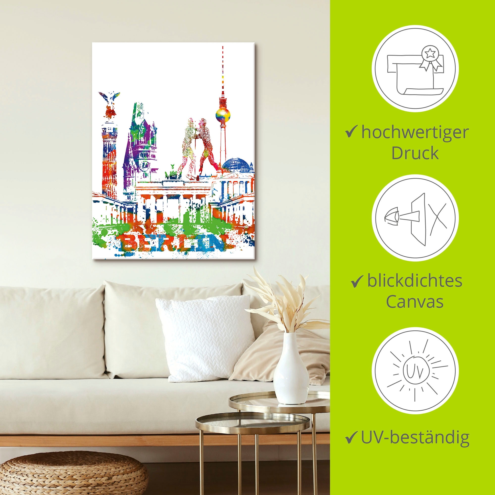 Artland Fresque murale »Berlin Grafik« 1 cuis tlg. auf Holzrahmen gespannt