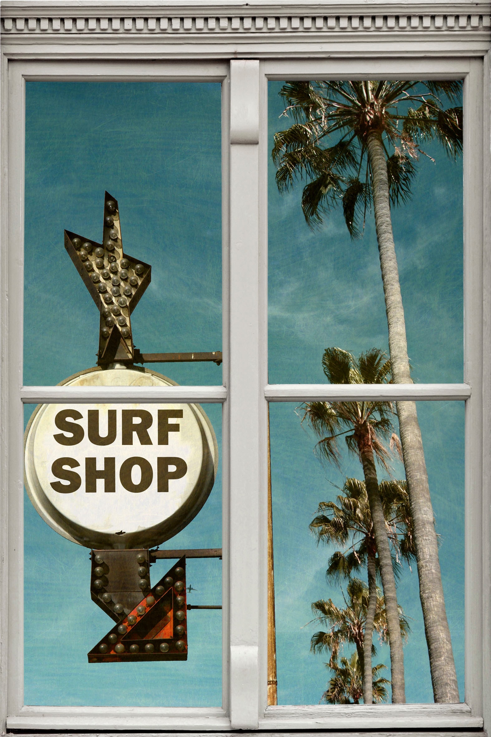 Image of queence Wandsticker "Surf Shop" Wandsticker, Wandbild, selbstklebend, 3D, Fenster