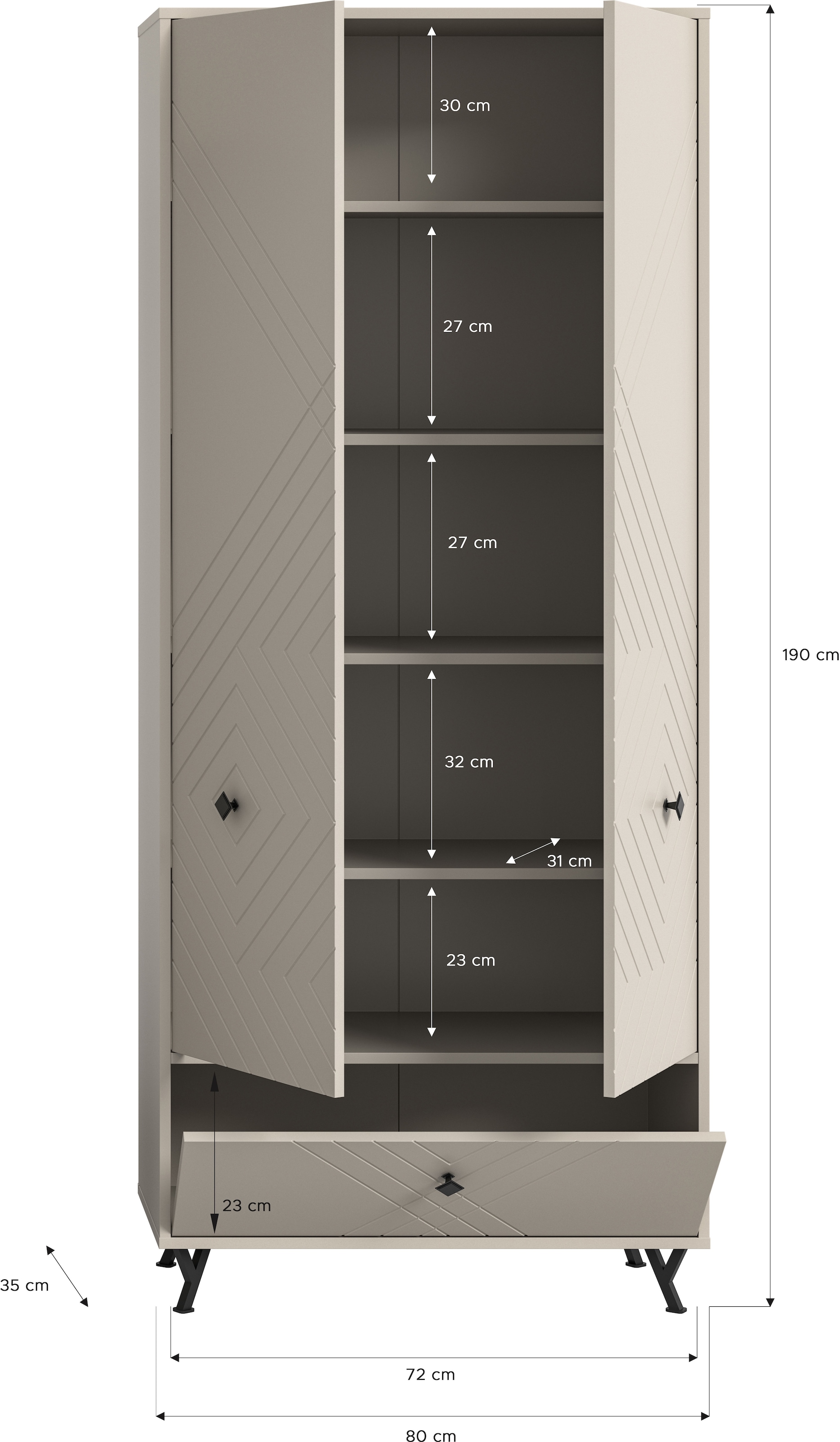 INOSIGN Garderobenschrank »Mento«, Schrank mit Ornamentfräsung, Kleiderschrank, Garderobe, Flur, Diele