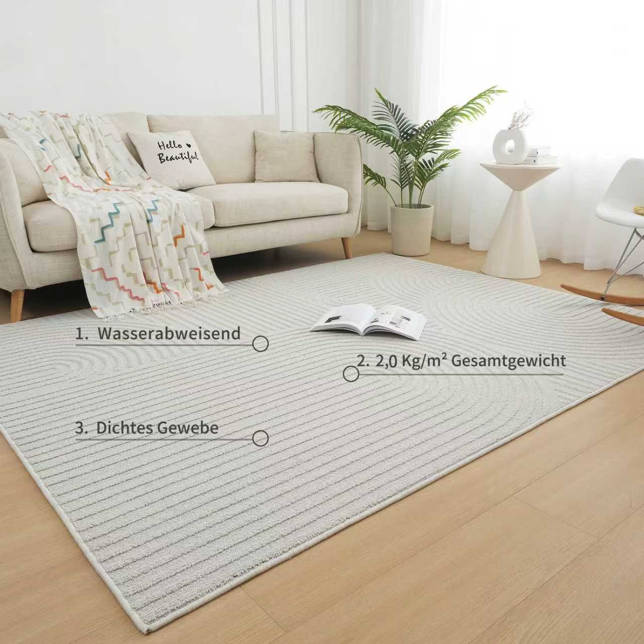 GOODproduct Teppich »Jola Hoch-Tief-Design, Scandi-Look, Zen« rechteckig 10 mm Höhe Boho, Modern, 3D, Wohnzimmer, Schlafzimmer, wasserabweisend