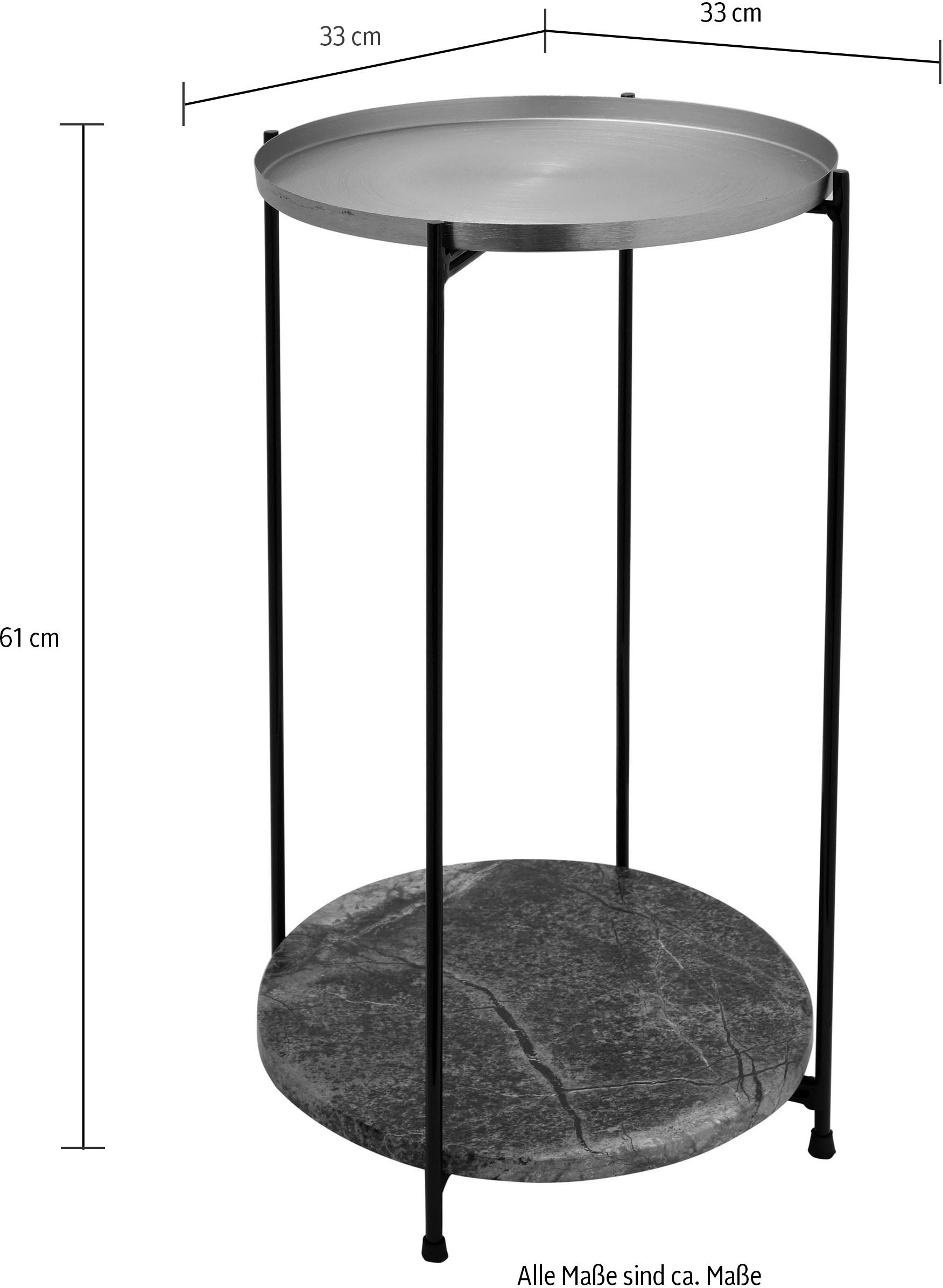Kayoom Beistelltisch »Louisa 125, Beistelltisch aus Metall und Marmor, attraktives Design«, (1 St.), Dekorativ, edle Marmorplatte und Metalltablett, stilvolles Design
