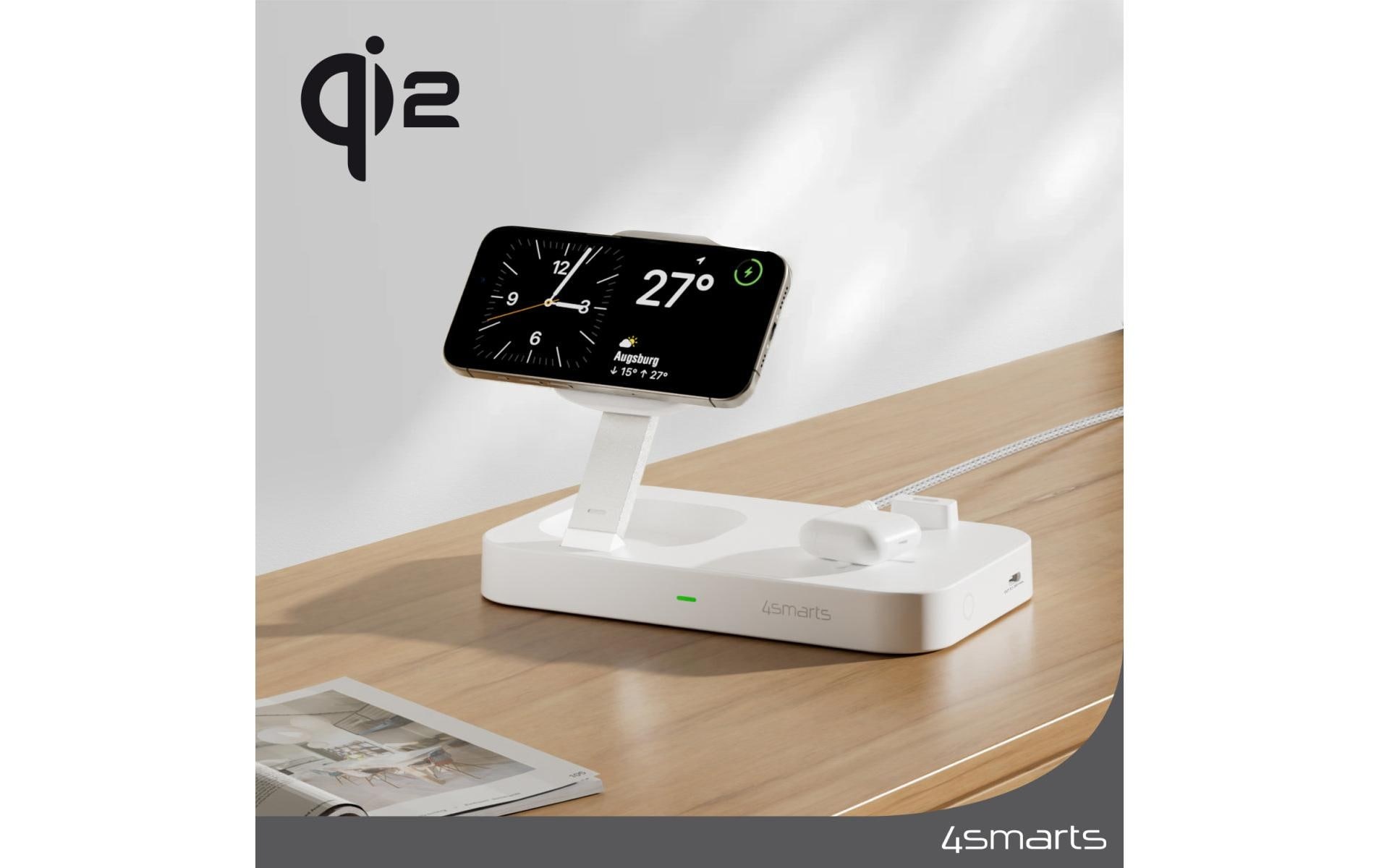 4smarts USB-Ladegerät »Qi2 Weiss«