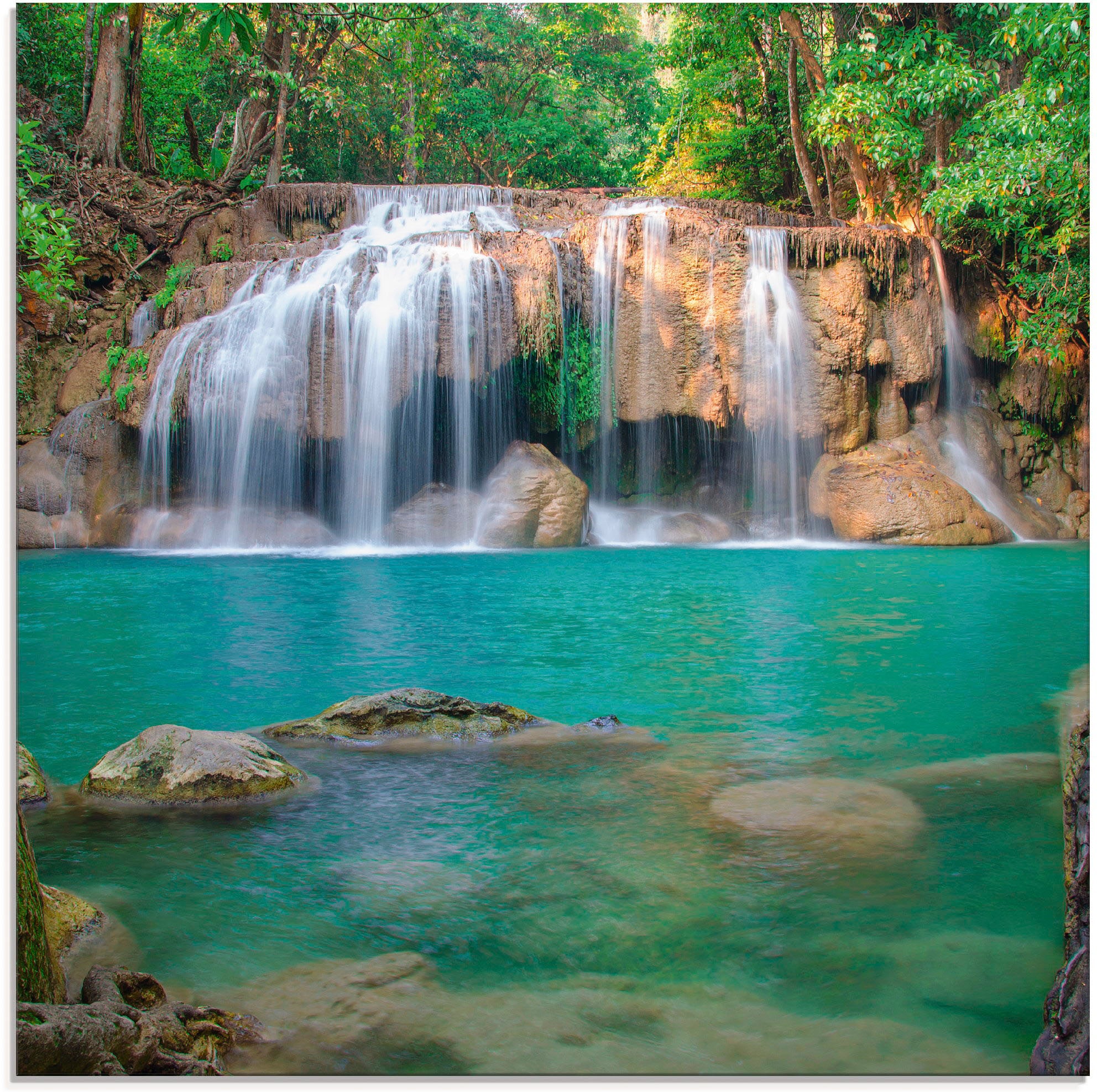 Glasbild »Wasserfall im Wald National Park«, Gewässer, (1 St.), in verschiedenen Grössen