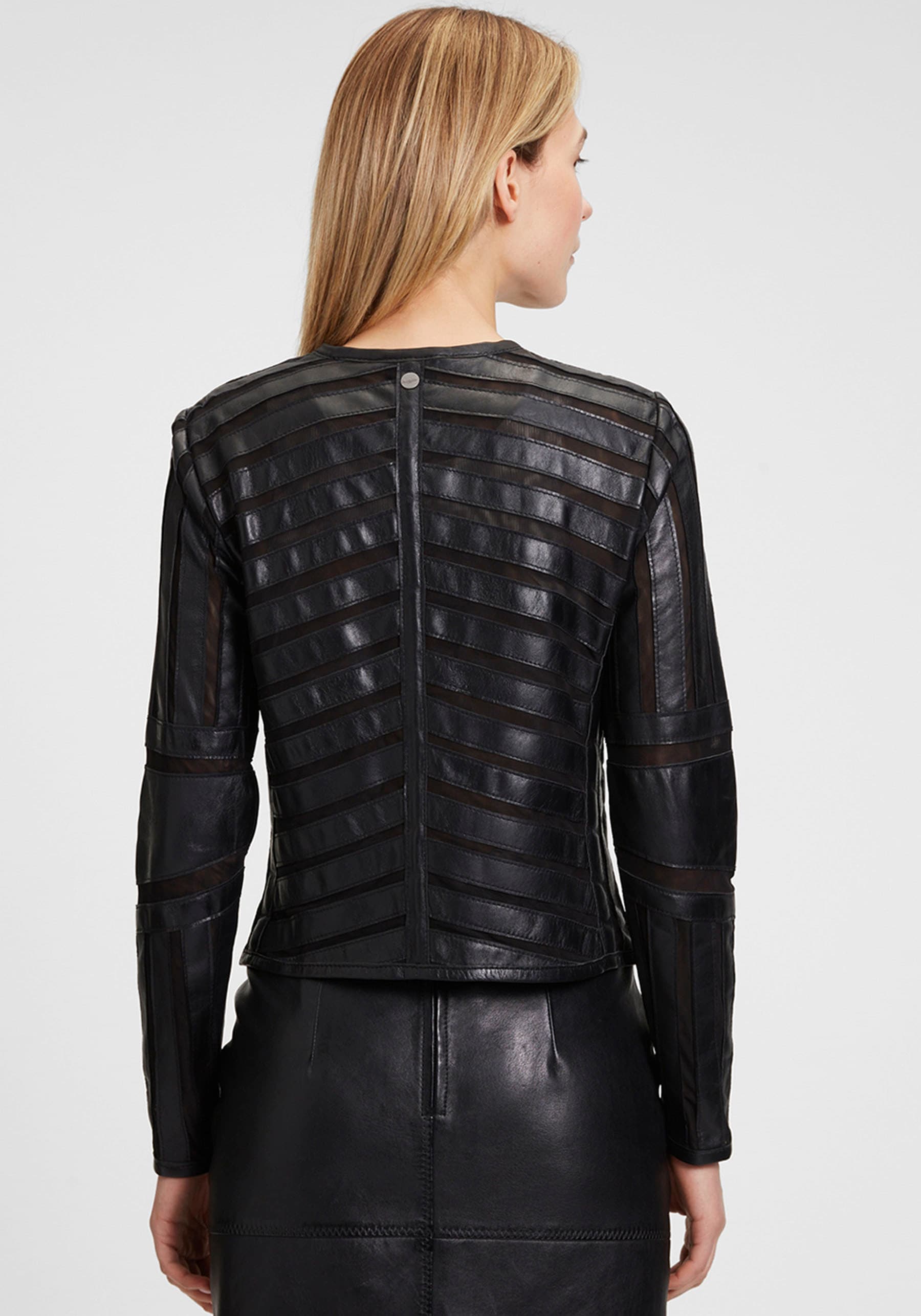 Mauritius Lederjacke »MWSuri LELEV«, gepatchtes Leder, Rundhals,Reissverschluss