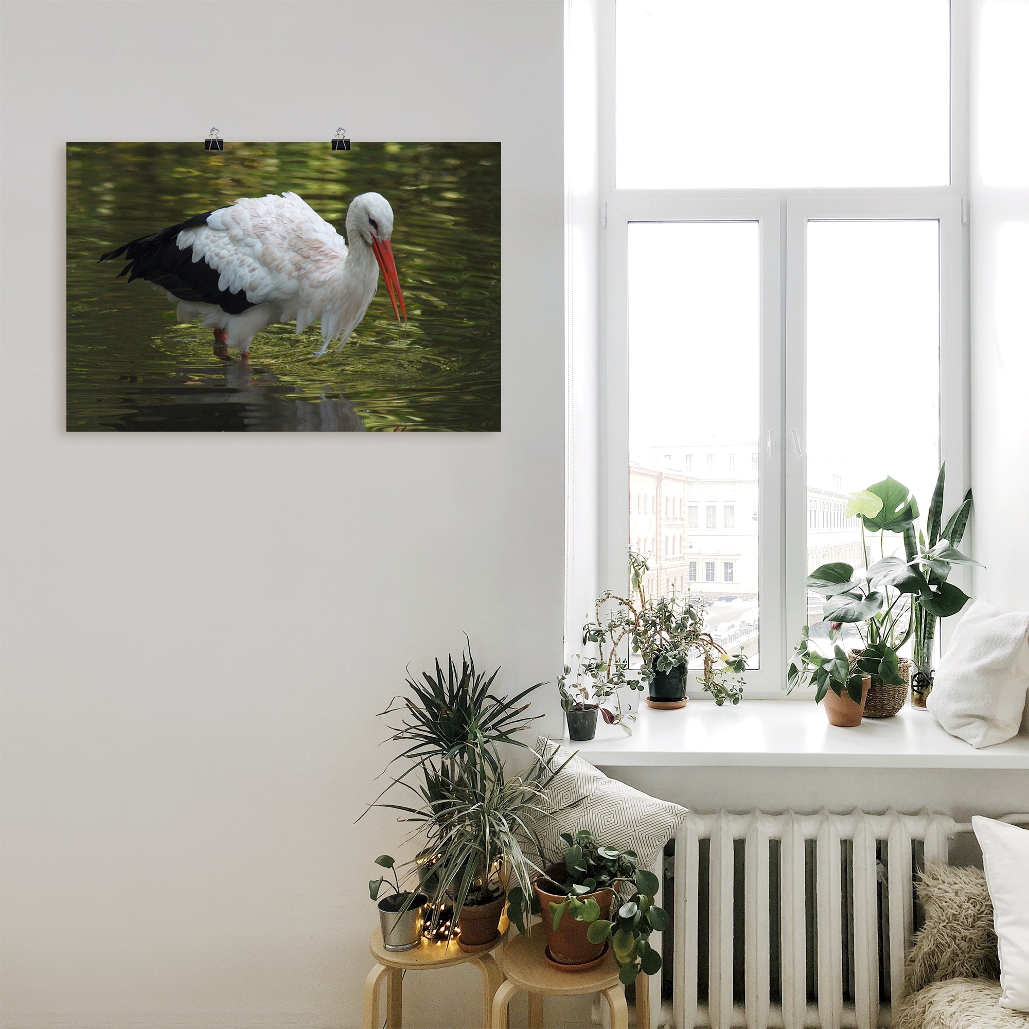Artland Wandbild »Storch St.), oder Wandaufkleber Vögel, (1 Jagd«, Grössen Leinwandbild, jetzt der versch. kaufen als in auf Poster