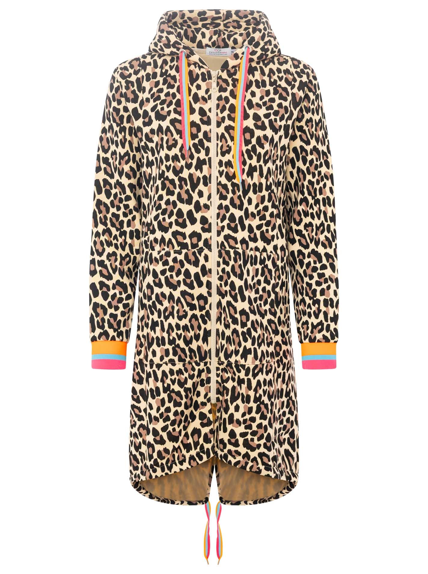 Zwillingsherz Jerseymantel »"Leo allover Neon Kante"« mit Kapuze und Taschen, Neondetails