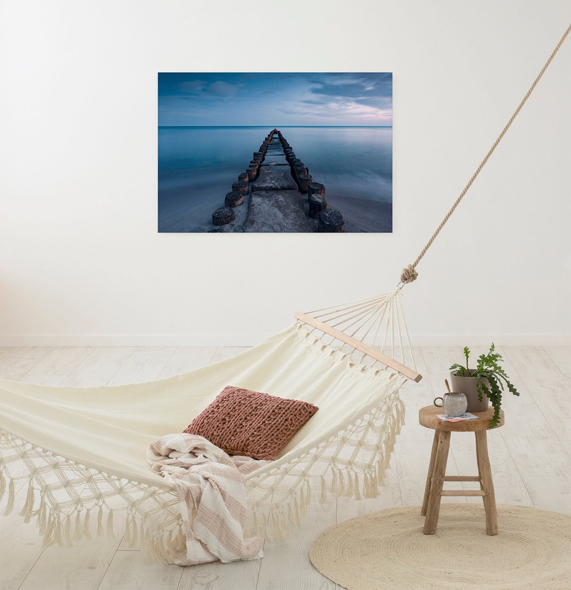 Image of Komar Leinwandbild "Ostseebad - Grösse 90 x 60 cm" Baum Berge Blumen Blätter Foto Jahreszeiten Landschaft Meer Natur Palmen Strand Packung, 1 Stk. tlg. Keilrahmenbild mi Echtholzrahmen