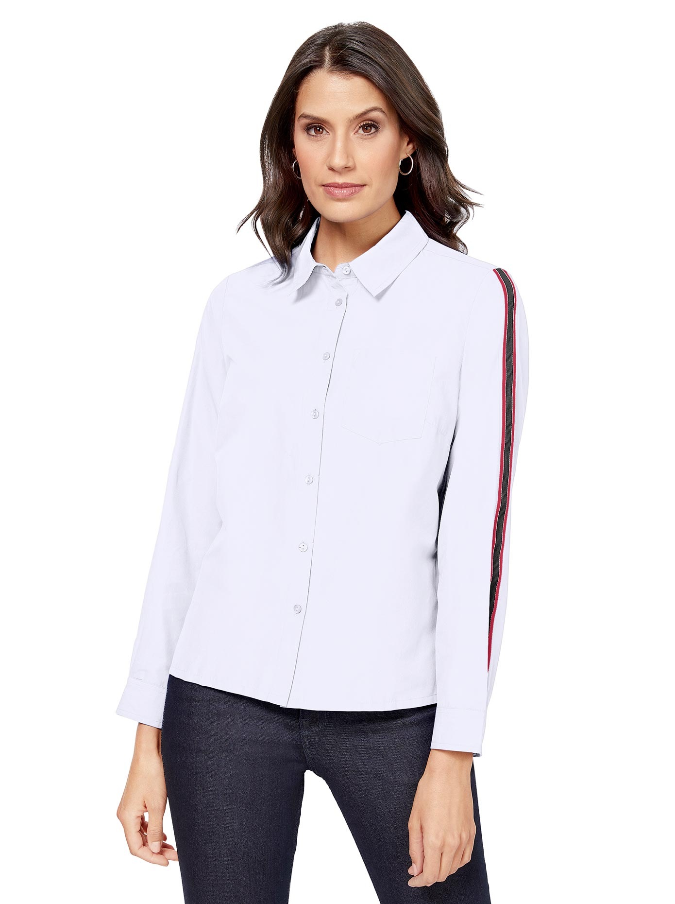 Classic Inspirationen Bluse mit schwarz-rotem Ripsband