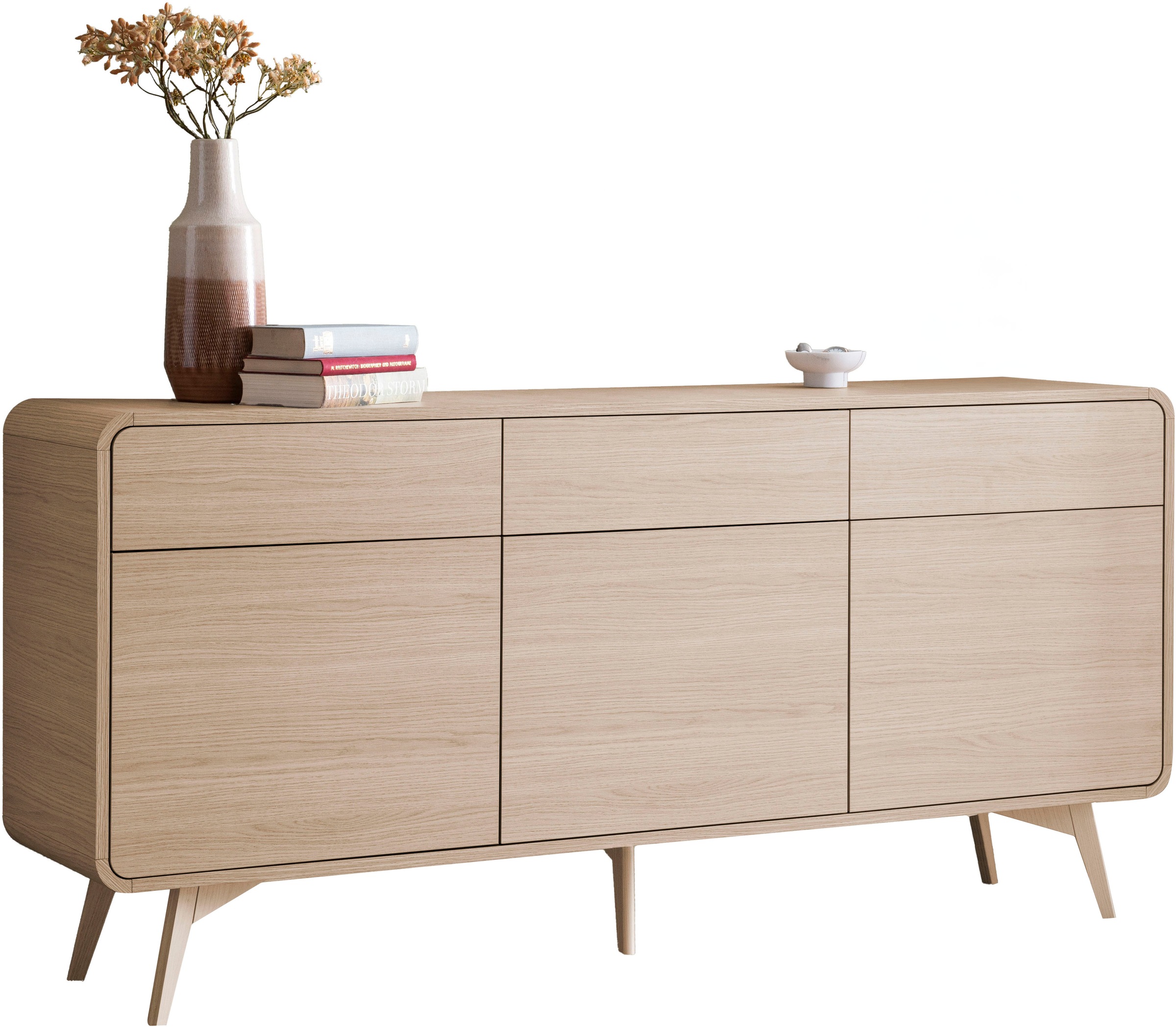 Image of Home affaire Sideboard "Torsby, moderner Schrank, Kommode in Eiche Natur, 180 cm breit" abgerundete Ecken, ausreichend Stauraum, vielseitig einsetzbar