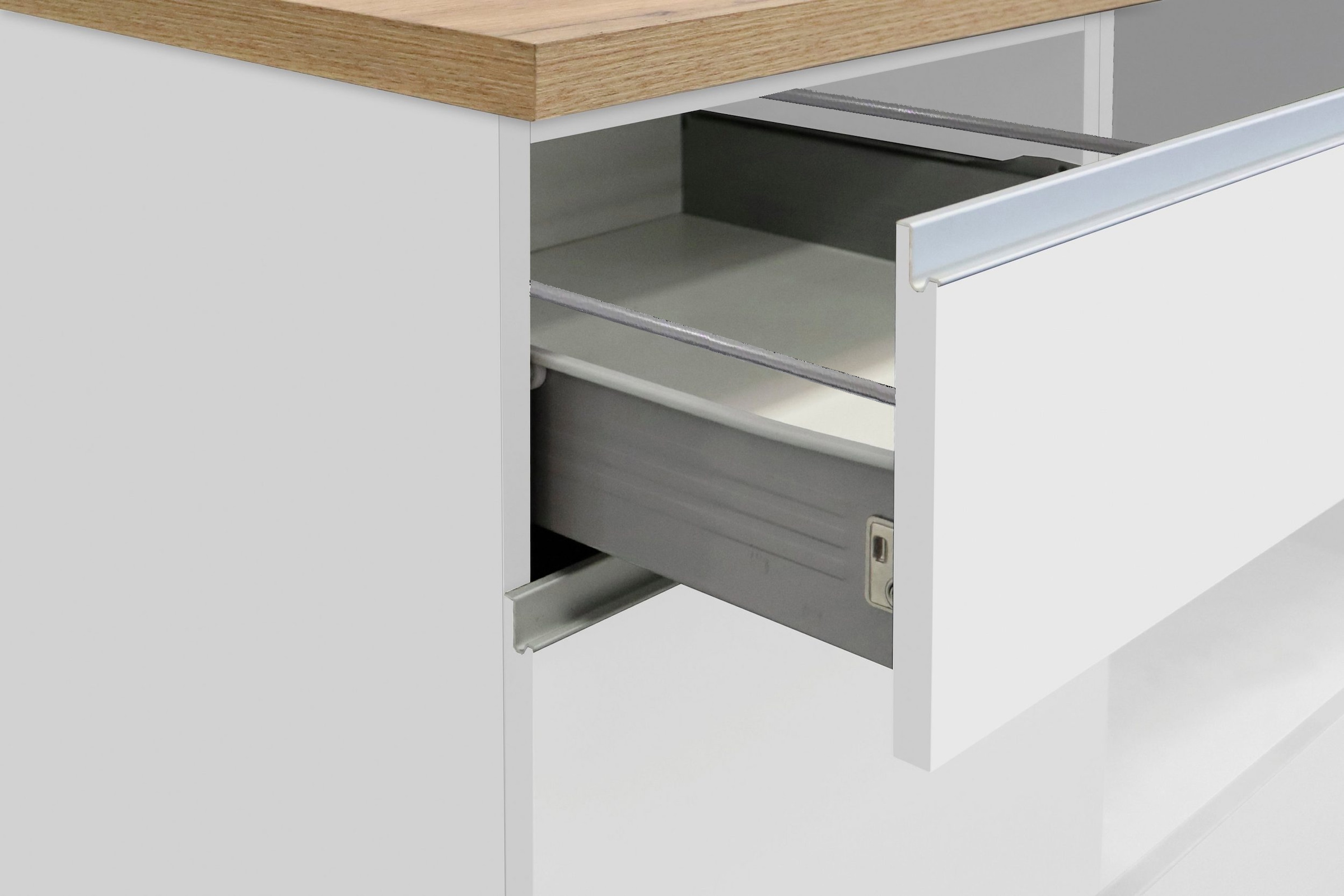 KOCHSTATION Ilot de cuisine »Sole,Kochinsel,Küchenarbeitsblock,Inselküche,Arbeitsinsel« Breite 160 cm mit 2 Türen,2 Schubkästen, Aluminiumgriff