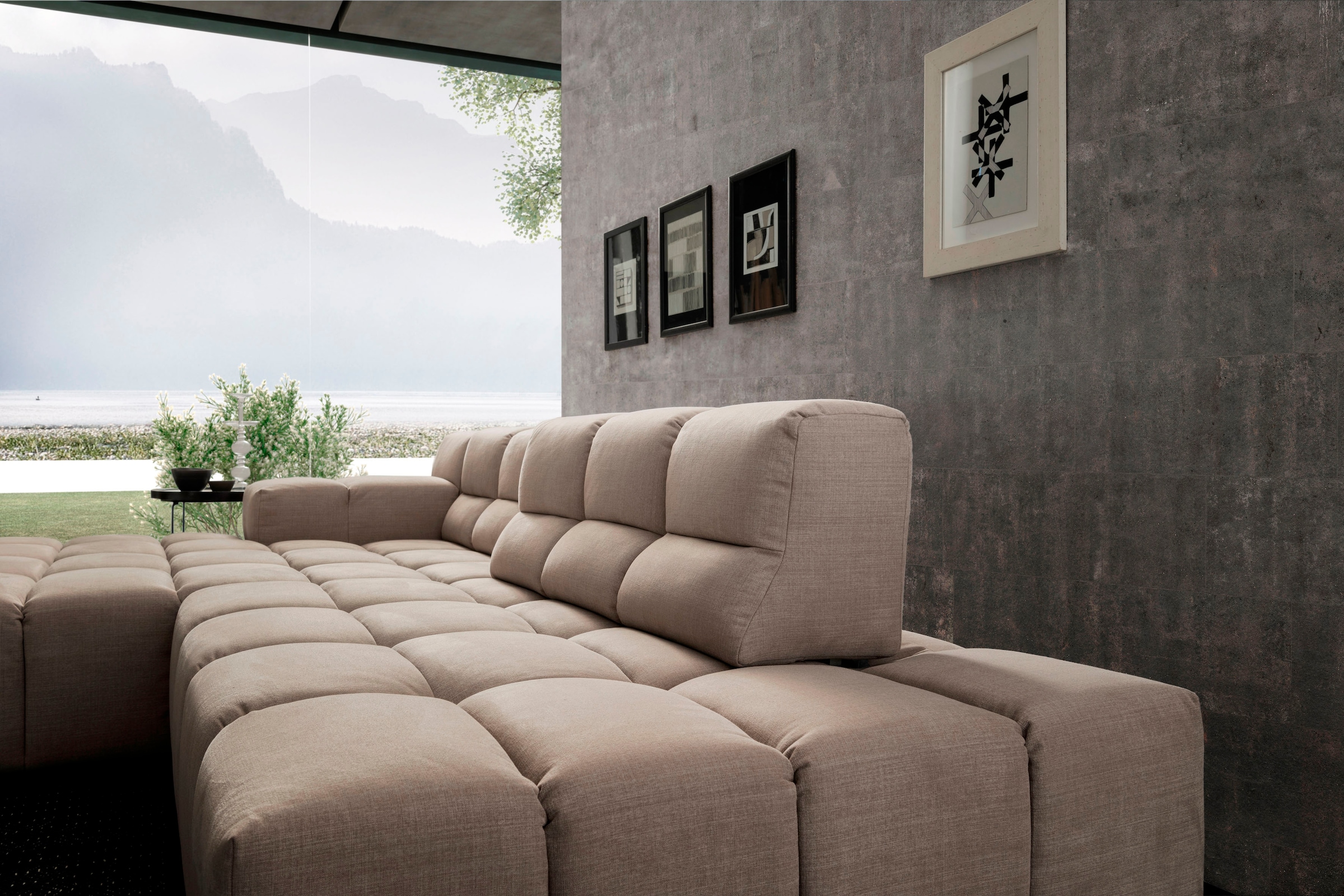 designwerk Ecksofa »Temple, Designsofa trifft hohen Sitzkomfort, L-Form« mit Sitztiefenverstellung