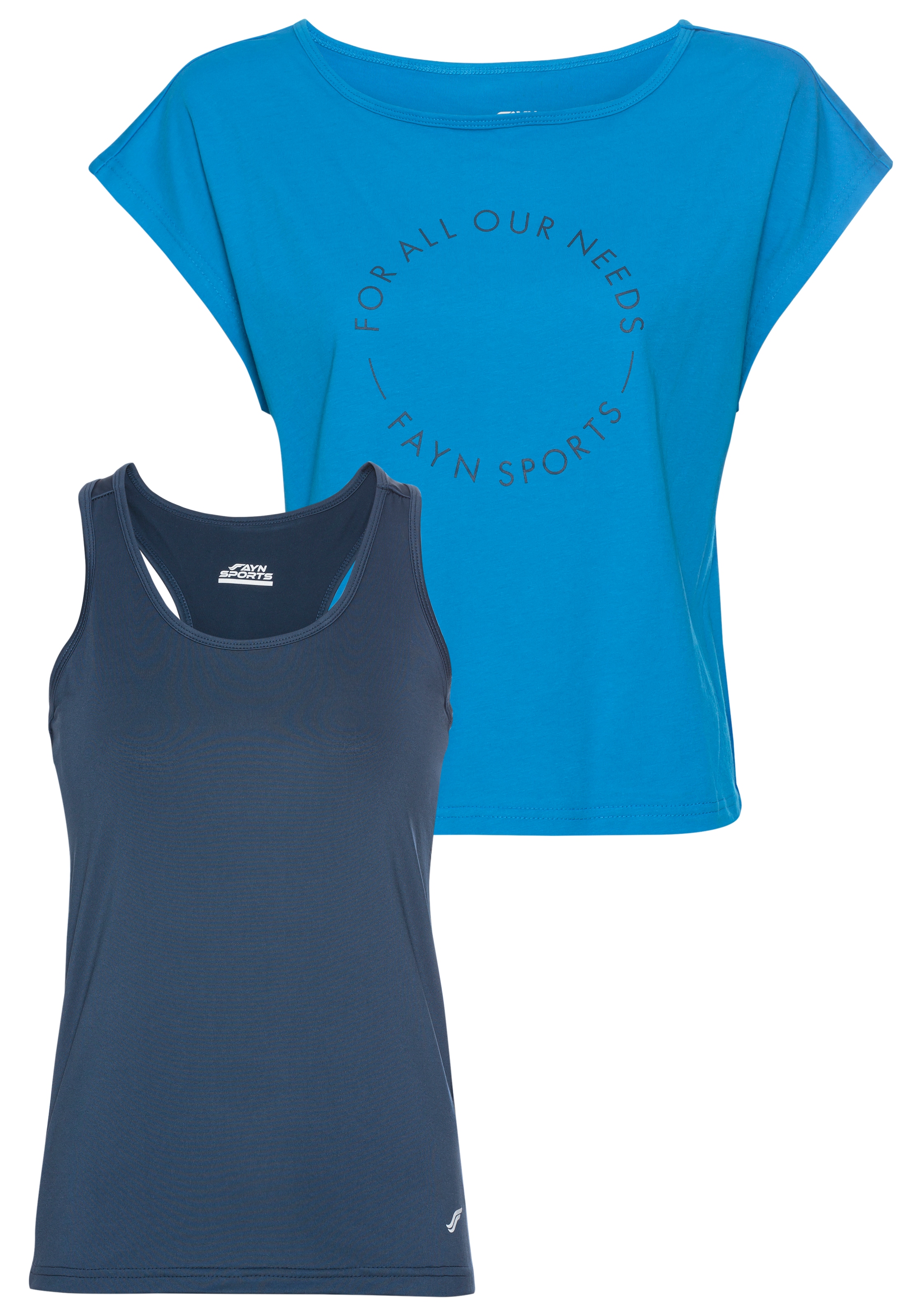 Image of FAYN SPORTS Trainingsshirt "2-tlg. Shirt & Top" Spar-Set, 2 Stk. Top mit Ringerrücken