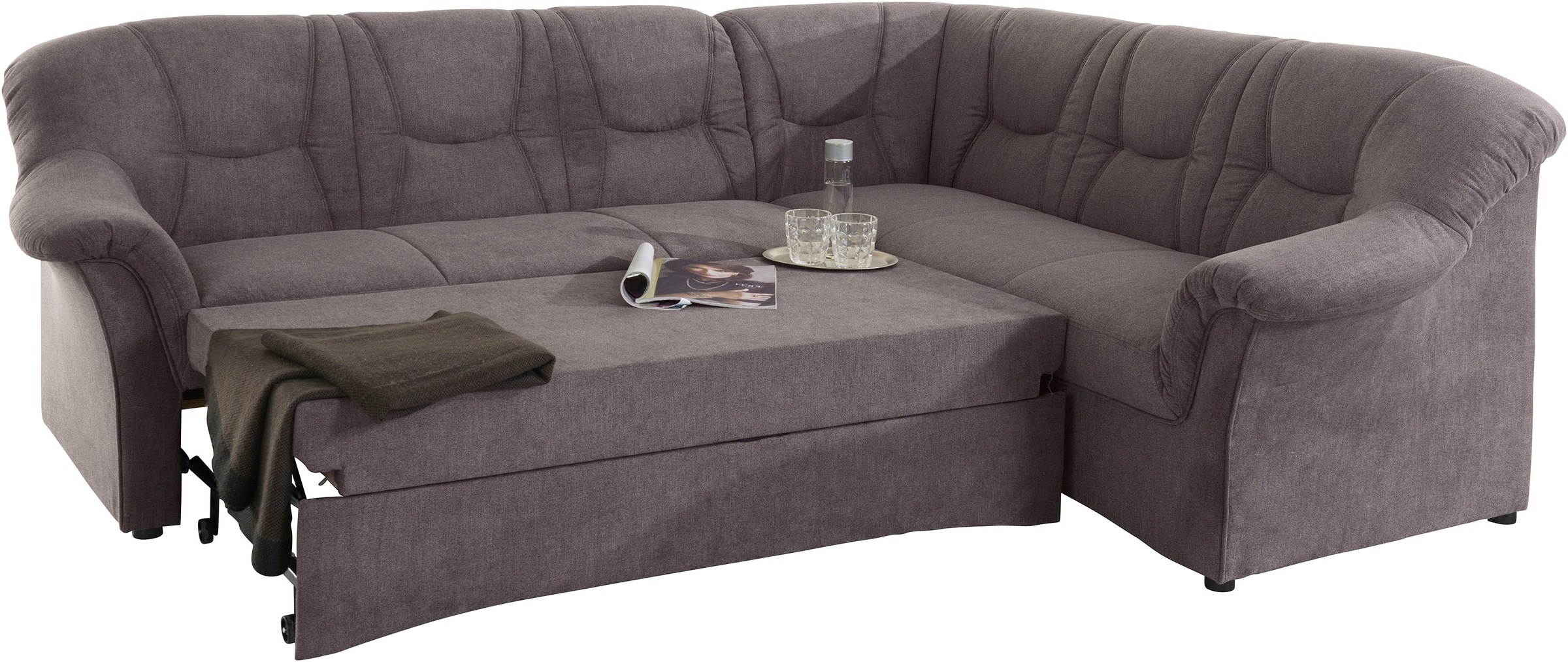 DOMO collection Ecksofa »Sarafina zeitlos und komfortabel, optional mit Federkern, L-Form«, wahlweise mit Bettfunktion