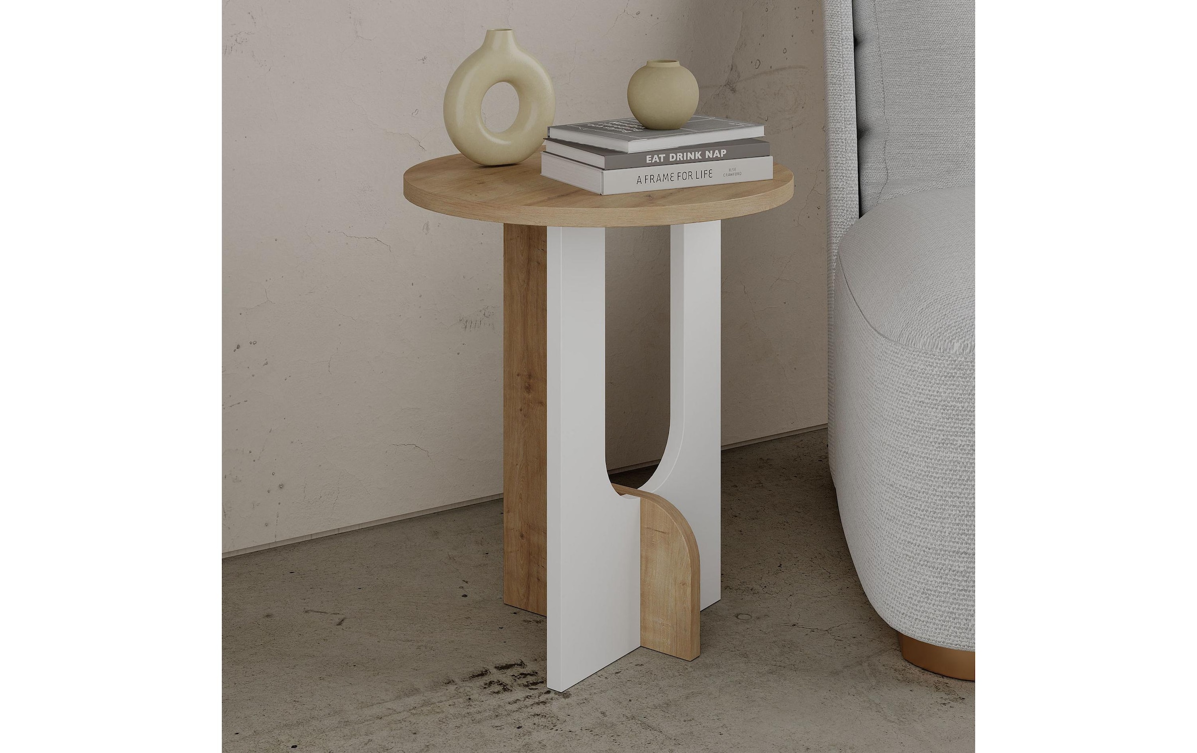 Beistelltisch »Woody Fashion Luna 40 x 47 x 40 cm, Nature/Weiss«