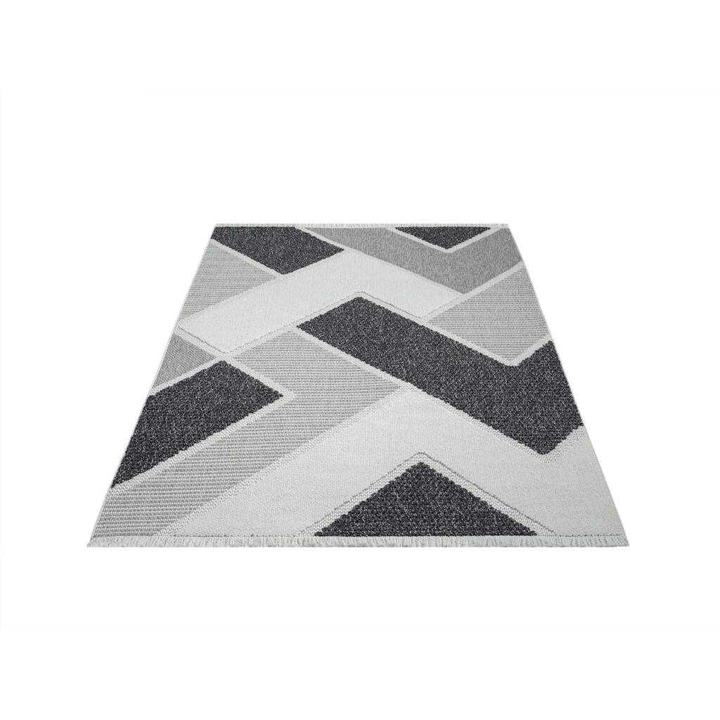 Carpet City Tapis »LINDO 8877« Rectangulaire 11 mm Höhe Kurzflor, Hochtief-Muster/ 3D-Effekt, Fransen, Boho-Stil, Wohnzimmer