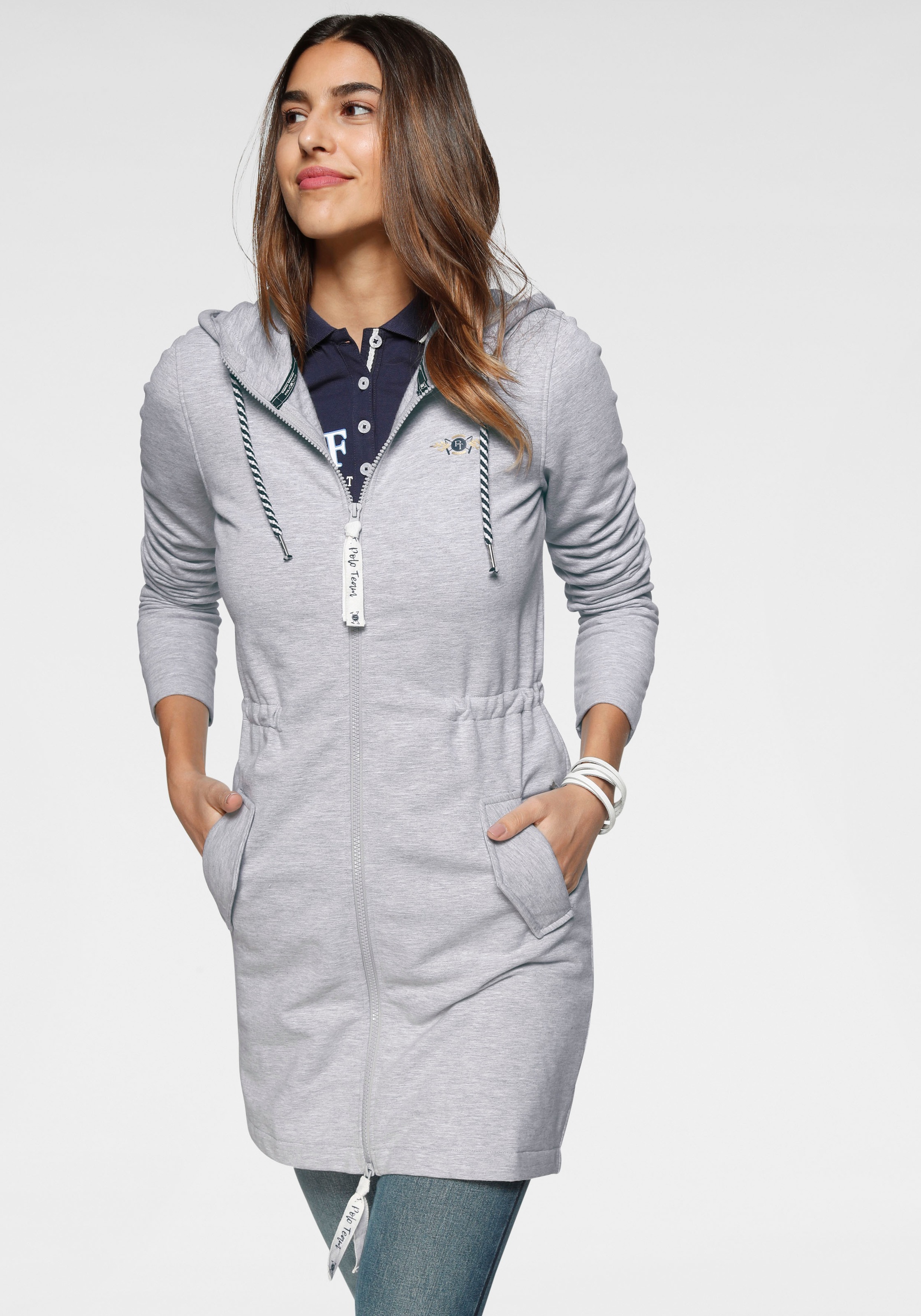 Image of TOM TAILOR Polo Team Kapuzensweatjacke, in längerer Form mit Tunnelzug in der Taille bei Ackermann Versand Schweiz