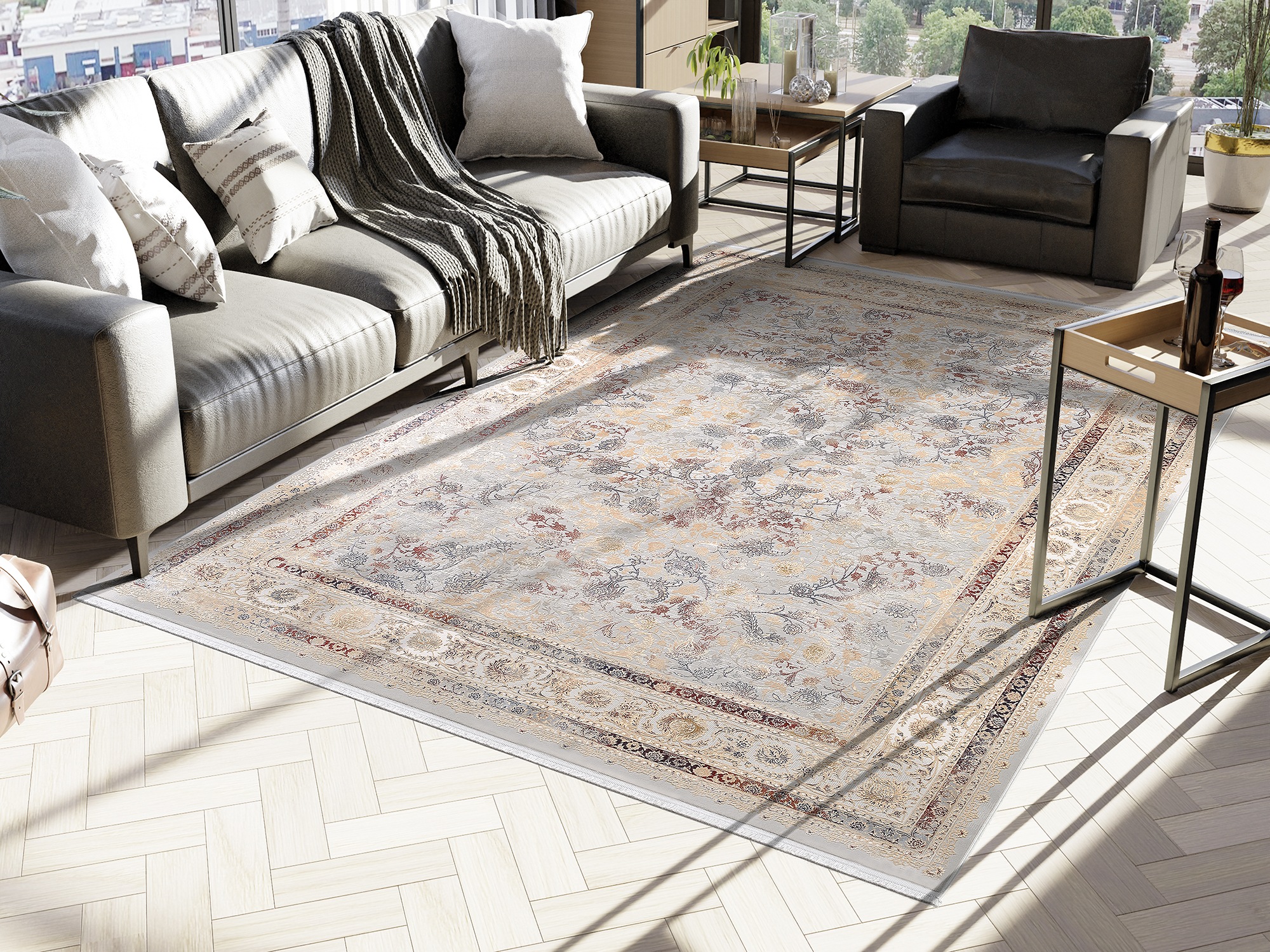Image of OCI DIE TEPPICHMARKE Teppich "MYSTIC LIMITED" rechteckig 7 mm Höhe florale Muster in 3D-Optik, maschinell gewebt, Viskose