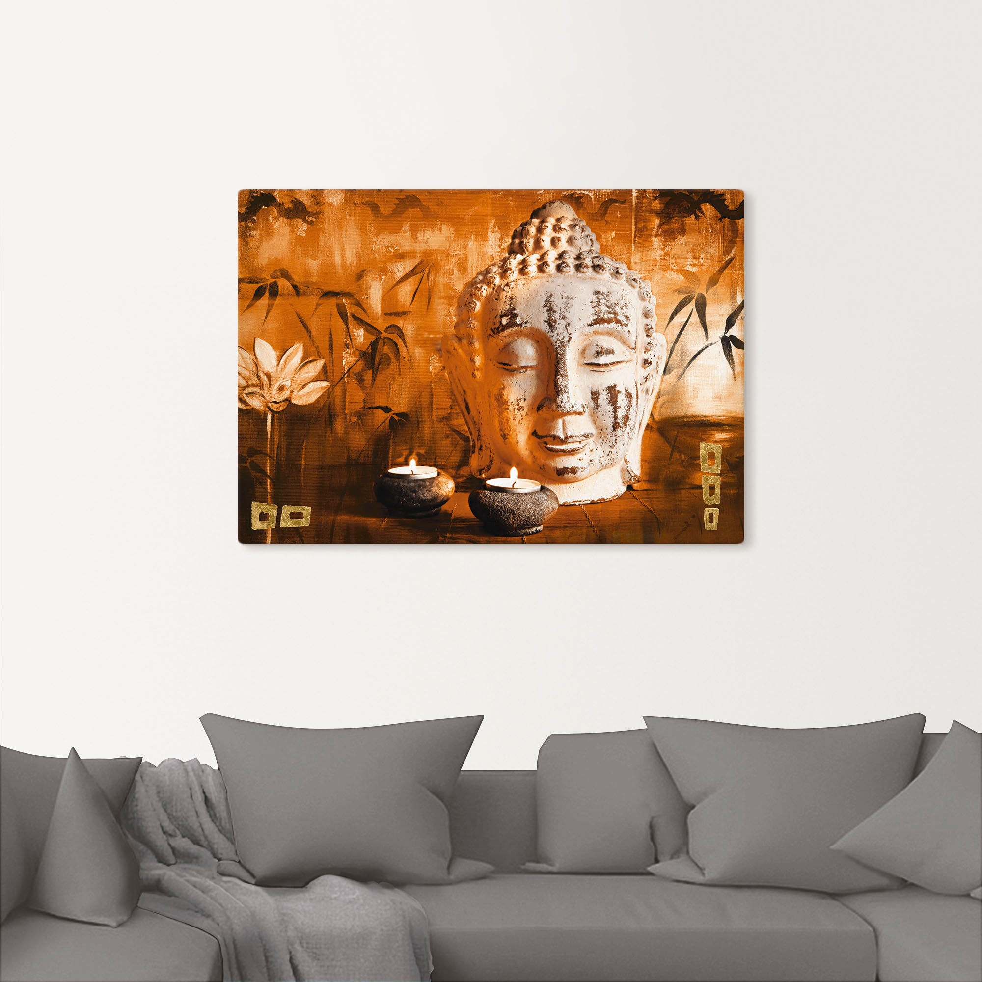 Artland Wandbild »Buddha mit Kerzen«, Religion, (1 St.), als Leinwandbild, Poster in verschied. Grössen