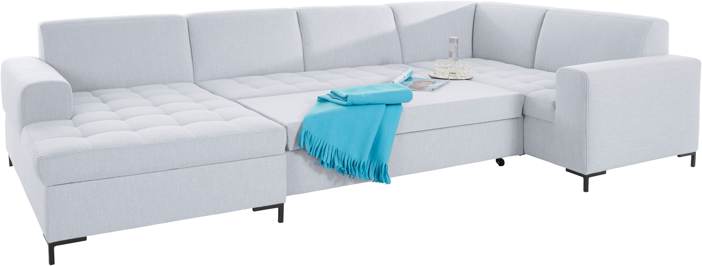 GOODproduct Wohnlandschaft »Grazzo U-Form«, hochwertige Stoffe aus recyceltem Material, Steppung im Sitzbereich