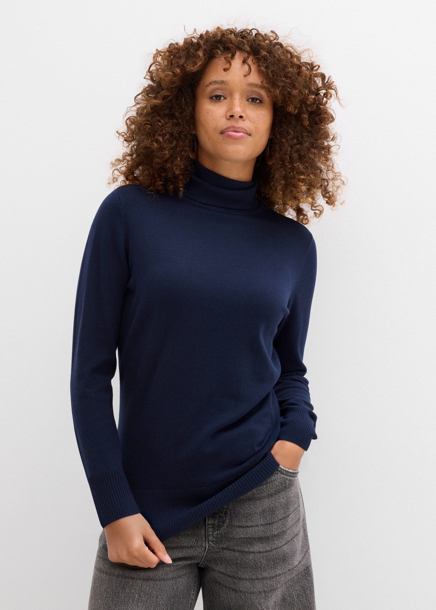Image of bonprix Rollkragenpullover "Feinstrick-Rollkragenpullover" aus Baumwollmischung, mit hohem Rollkragen, schmale Passform