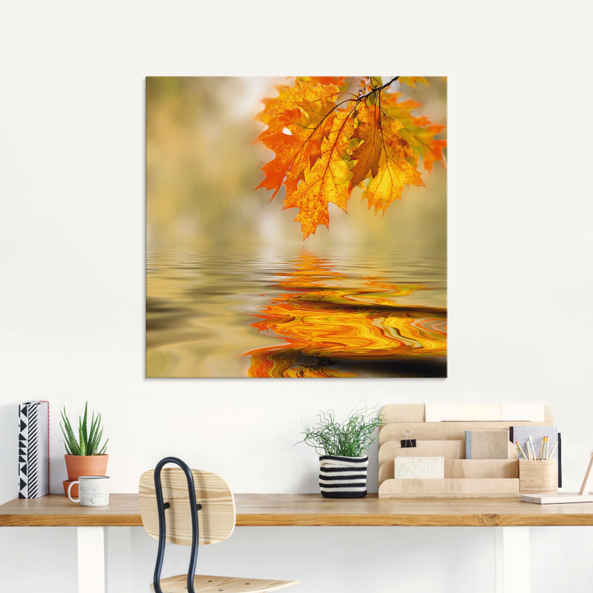 Artland Glasbild »Herbstblatt«, Blätter, (1 St.), in verschiedenen Grössen