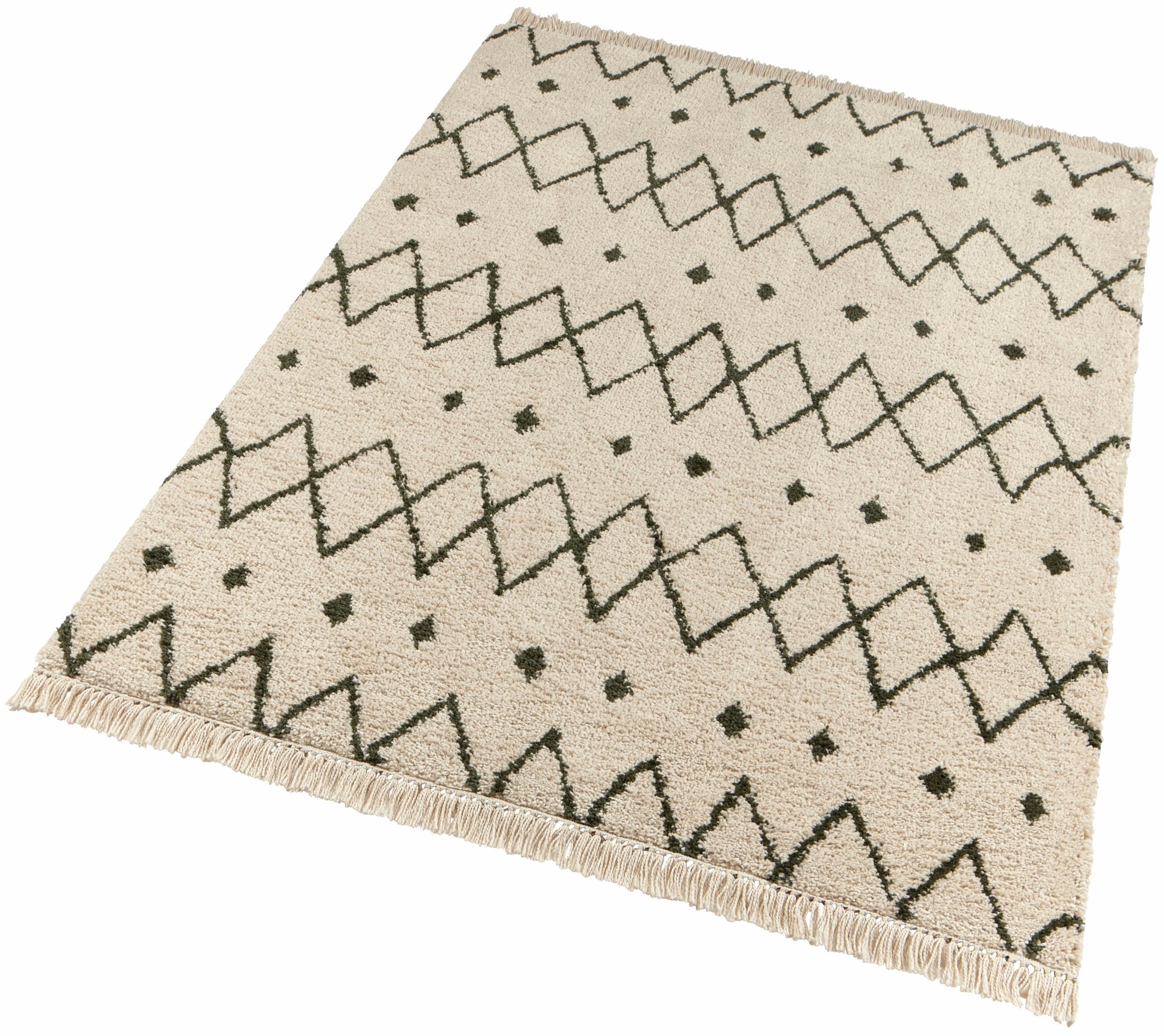 Image of freundin Home Collection Hochflor-Teppich »Calla«, rechteckig, 35 mm Höhe, Besonders weicher Flor, Zickzack Muster mit Fransen, Wohnzimmer, Schlafzimmer, Robust, Pflegeleicht bei Ackermann Versand Schweiz