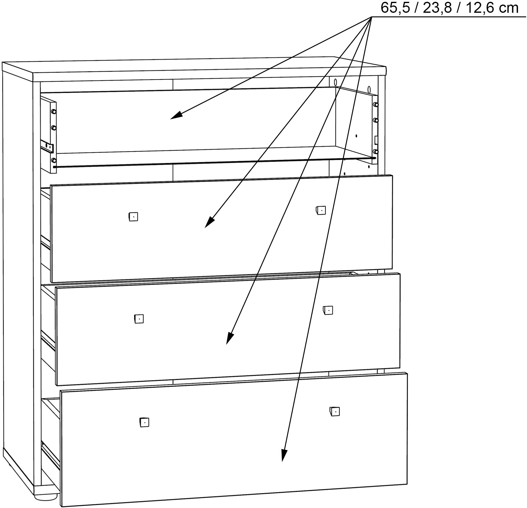 FORTE Commode »Tempra, Kommode, 4 Schubkästen , Höhe 85,5 cm« largeur 73,7 cm