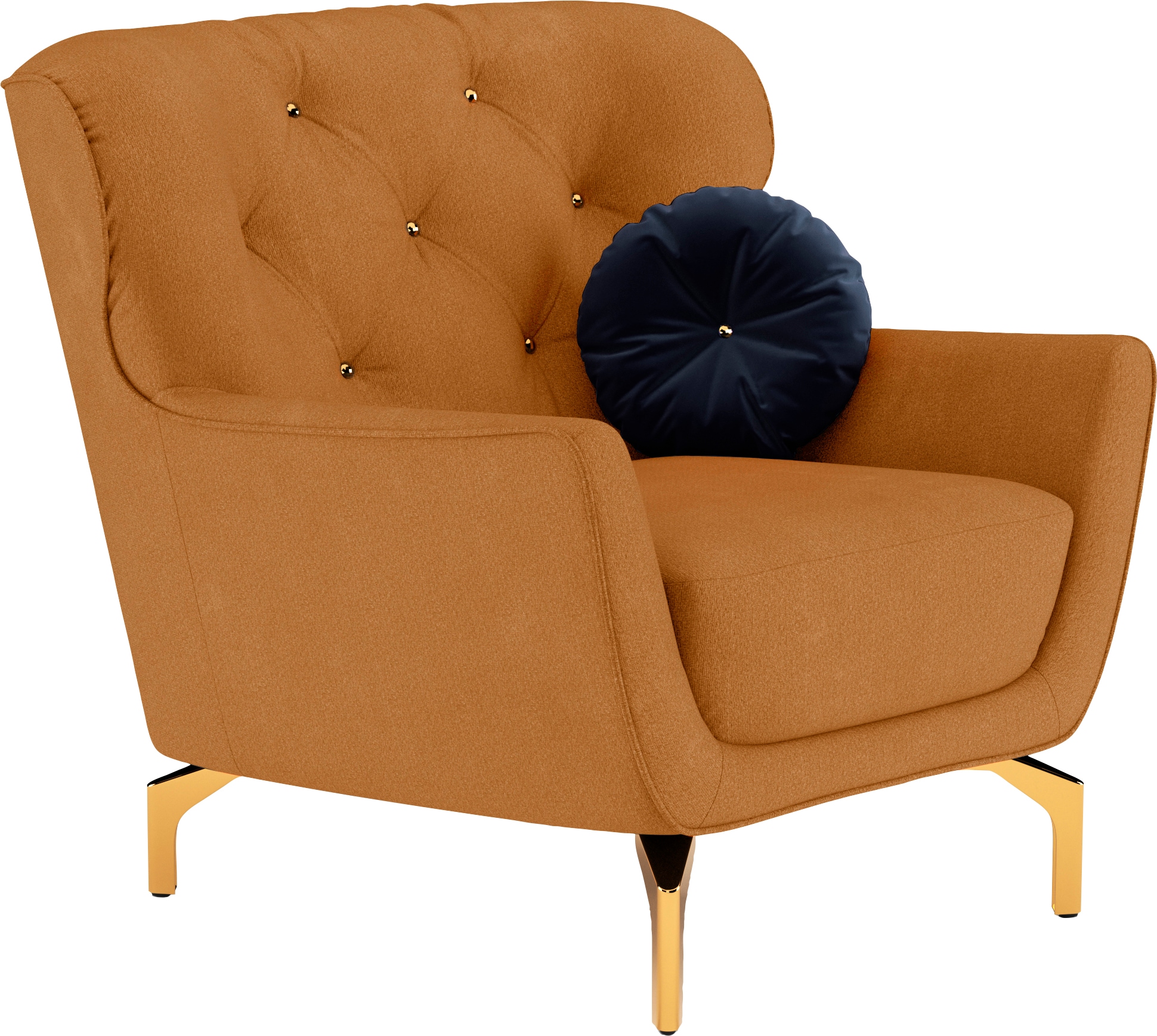 sit&more Sessel »Orient 3«, inkl. 1 Zierkissen mit Strass-Stein, goldfarbene Metallfüsse