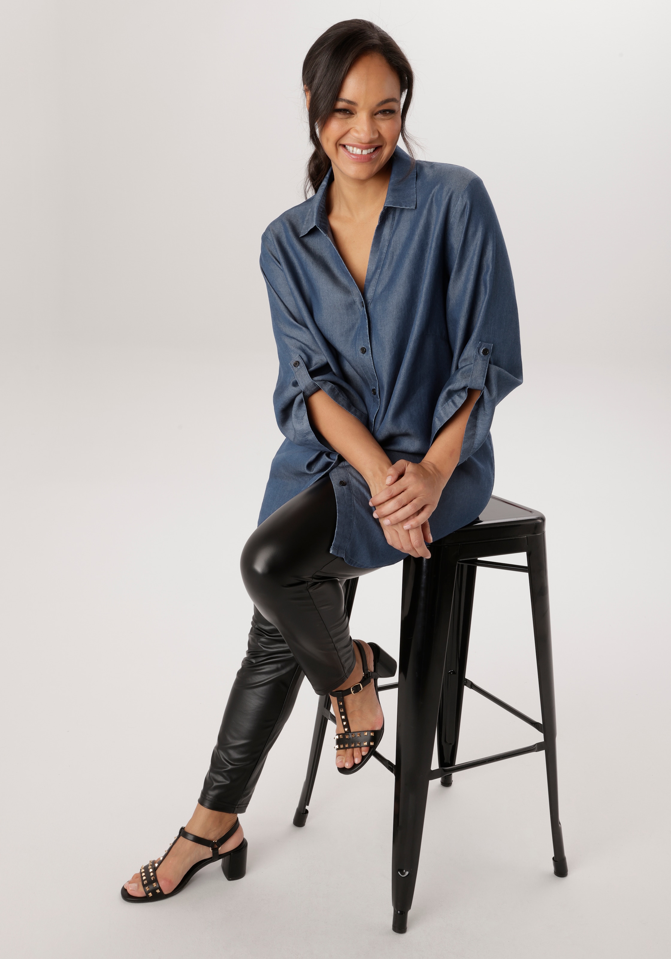 Aniston PLUS Blouse en jean aus weicher Lyocell Qualität - NEUE KOLLEKTION