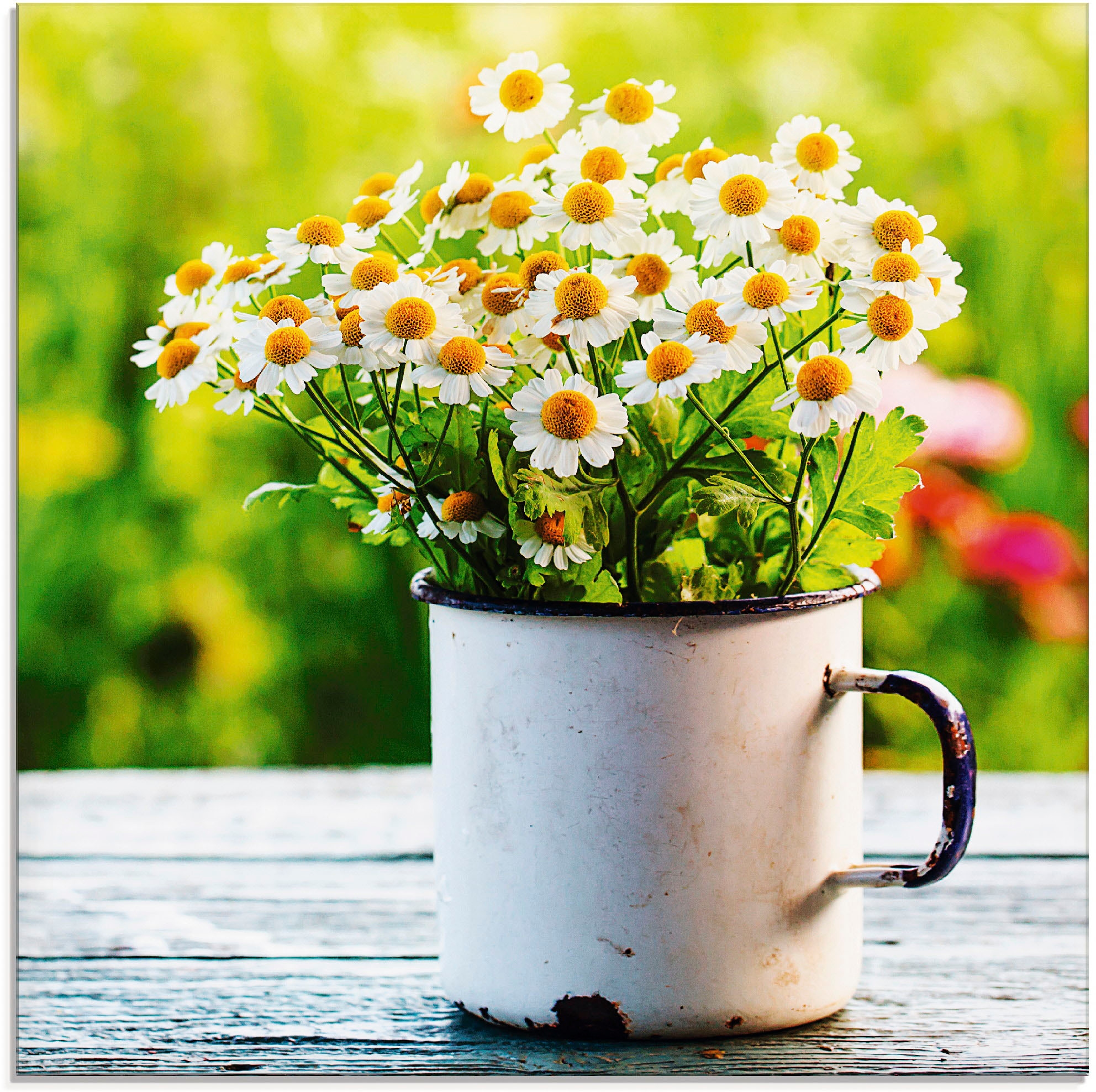 Artland Glasbild »Frühlingsgarten mit Echter Kamille«, Blumen, (1 St.), in verschiedenen Grössen